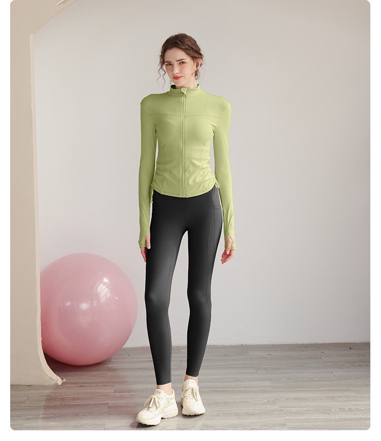Green Solid Zip-Up Activewear Jacket