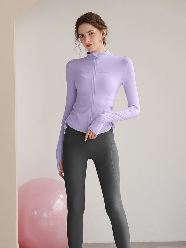 Lilac Solid Activewear Zip-Up Jacket