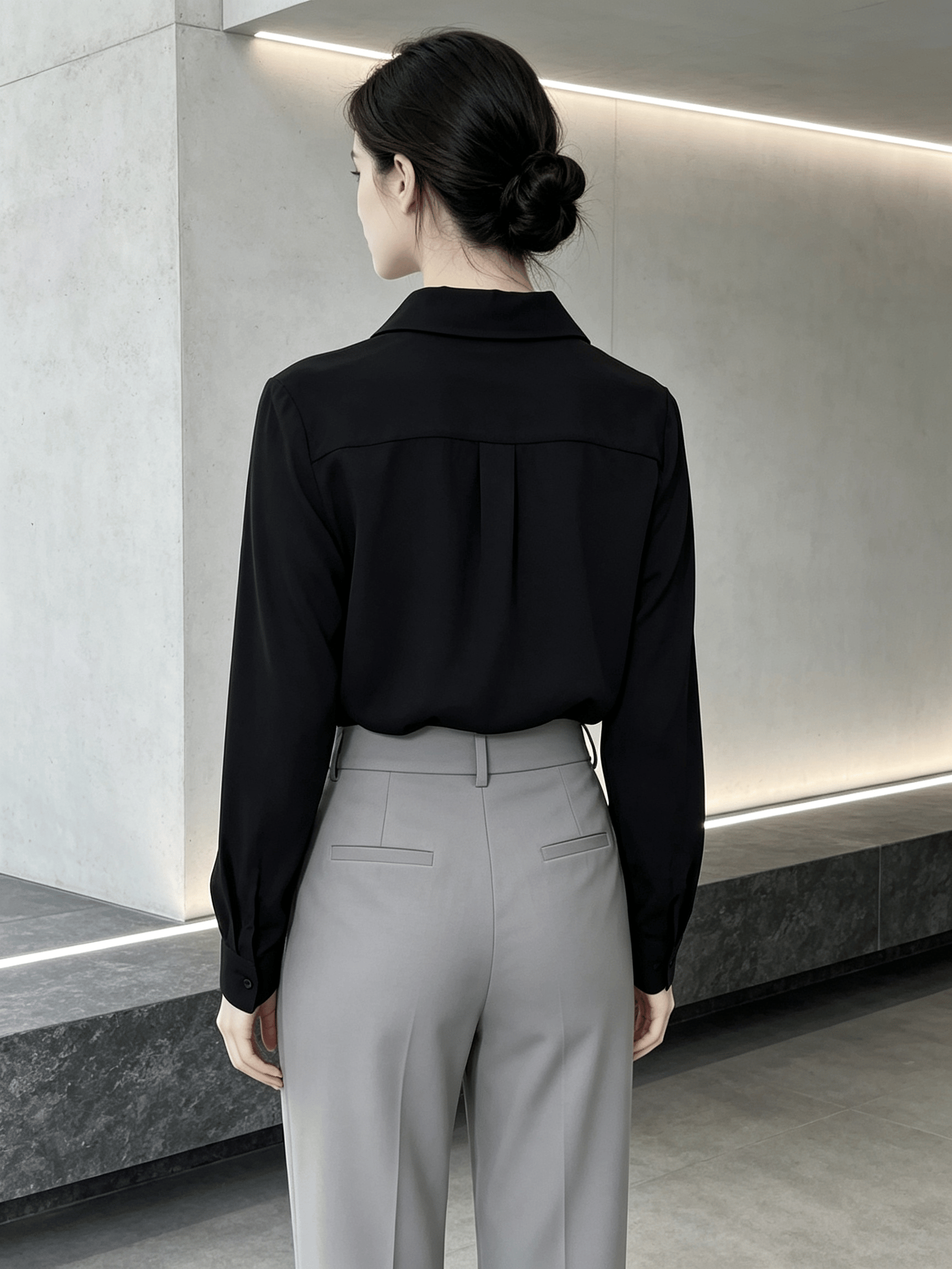 Black Solid Long Sleeves Regular Shirt