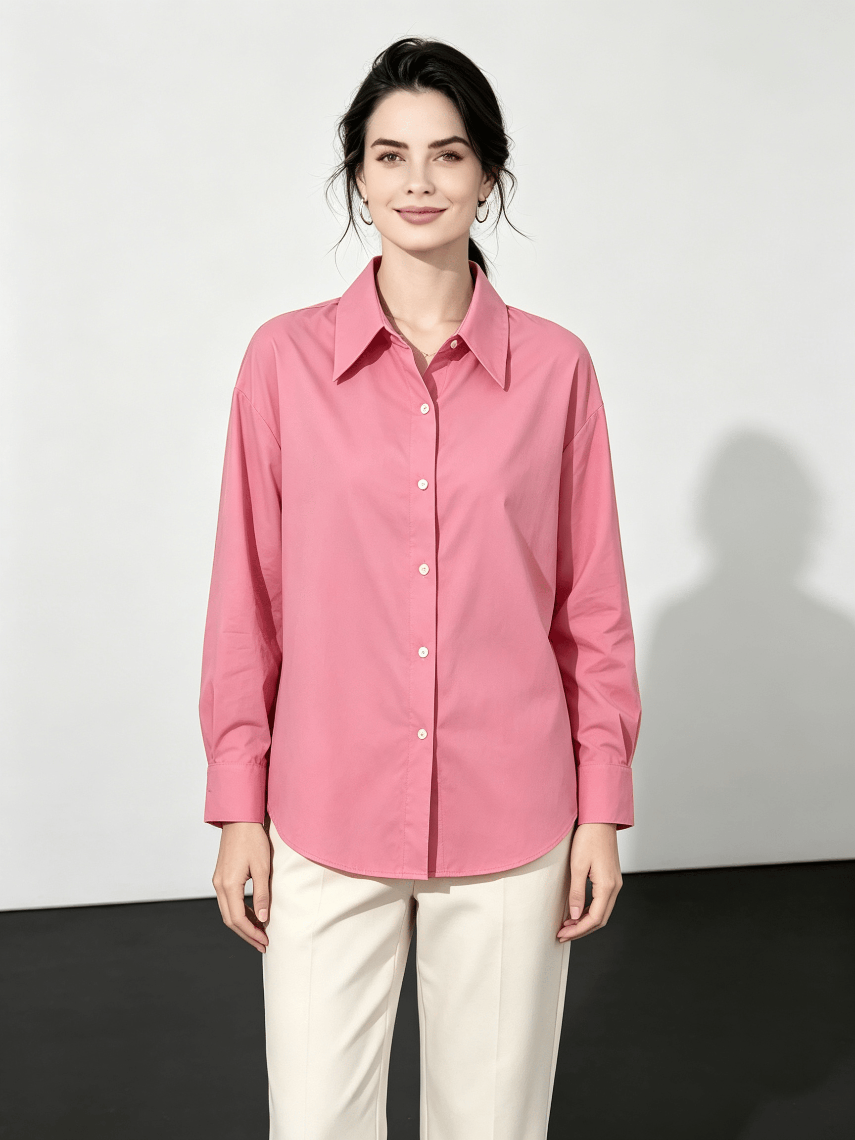 Pink Solid Long Sleeves Regular Shirt