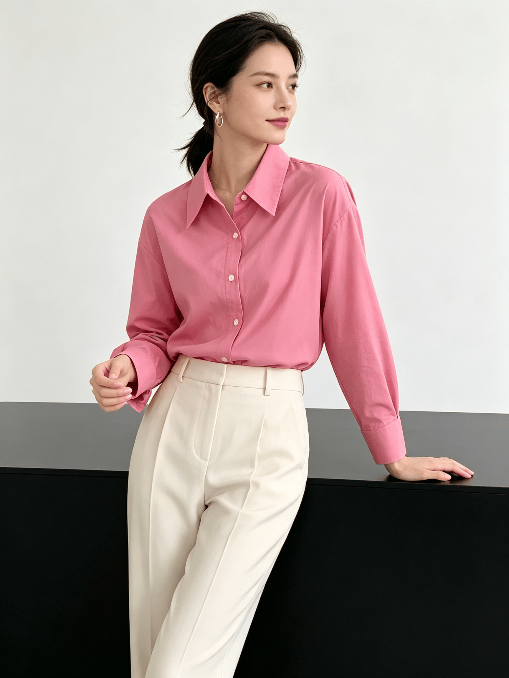 Pink Solid Long Sleeves Regular Shirt