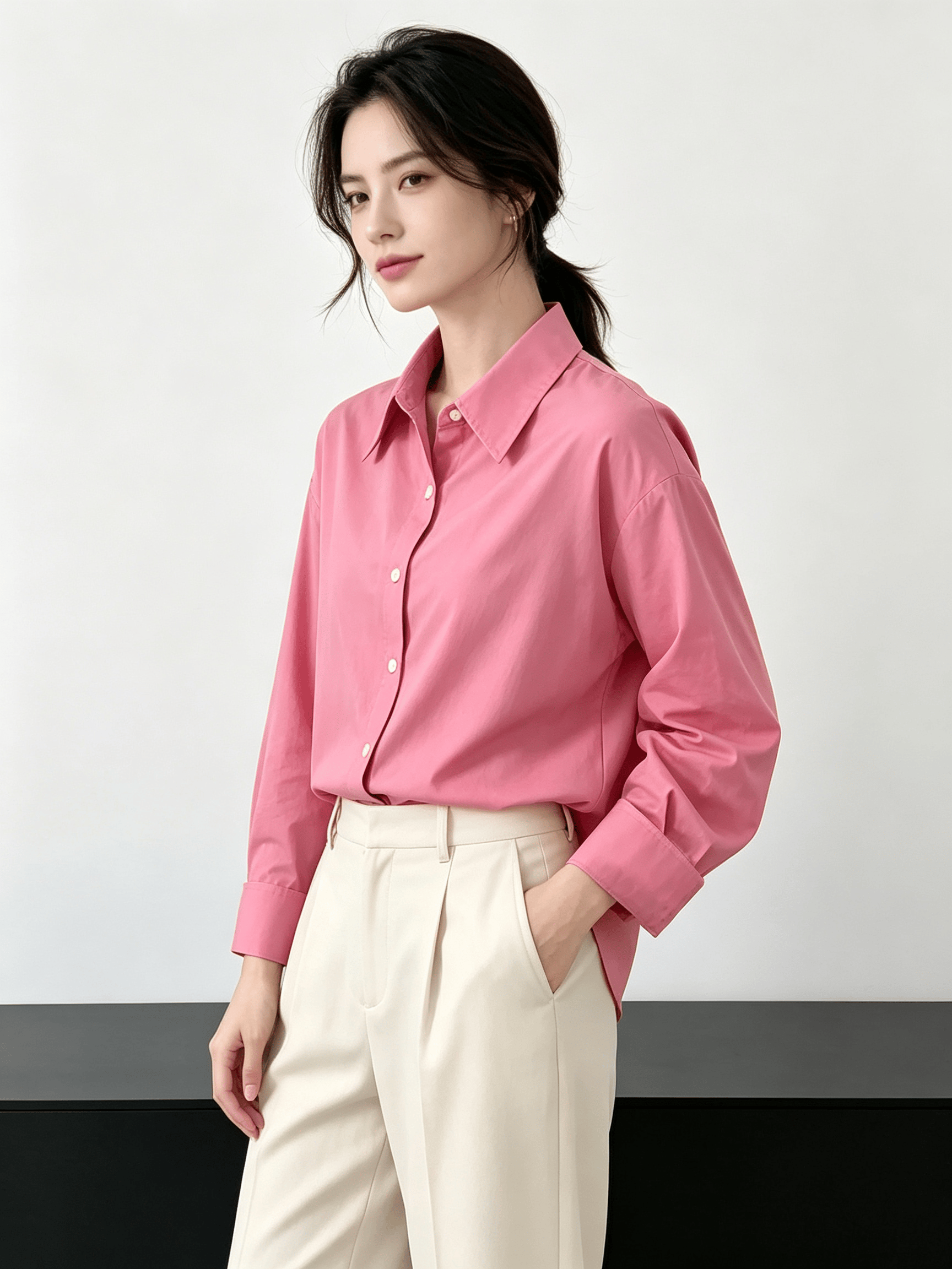 Pink Solid Long Sleeves Regular Shirt