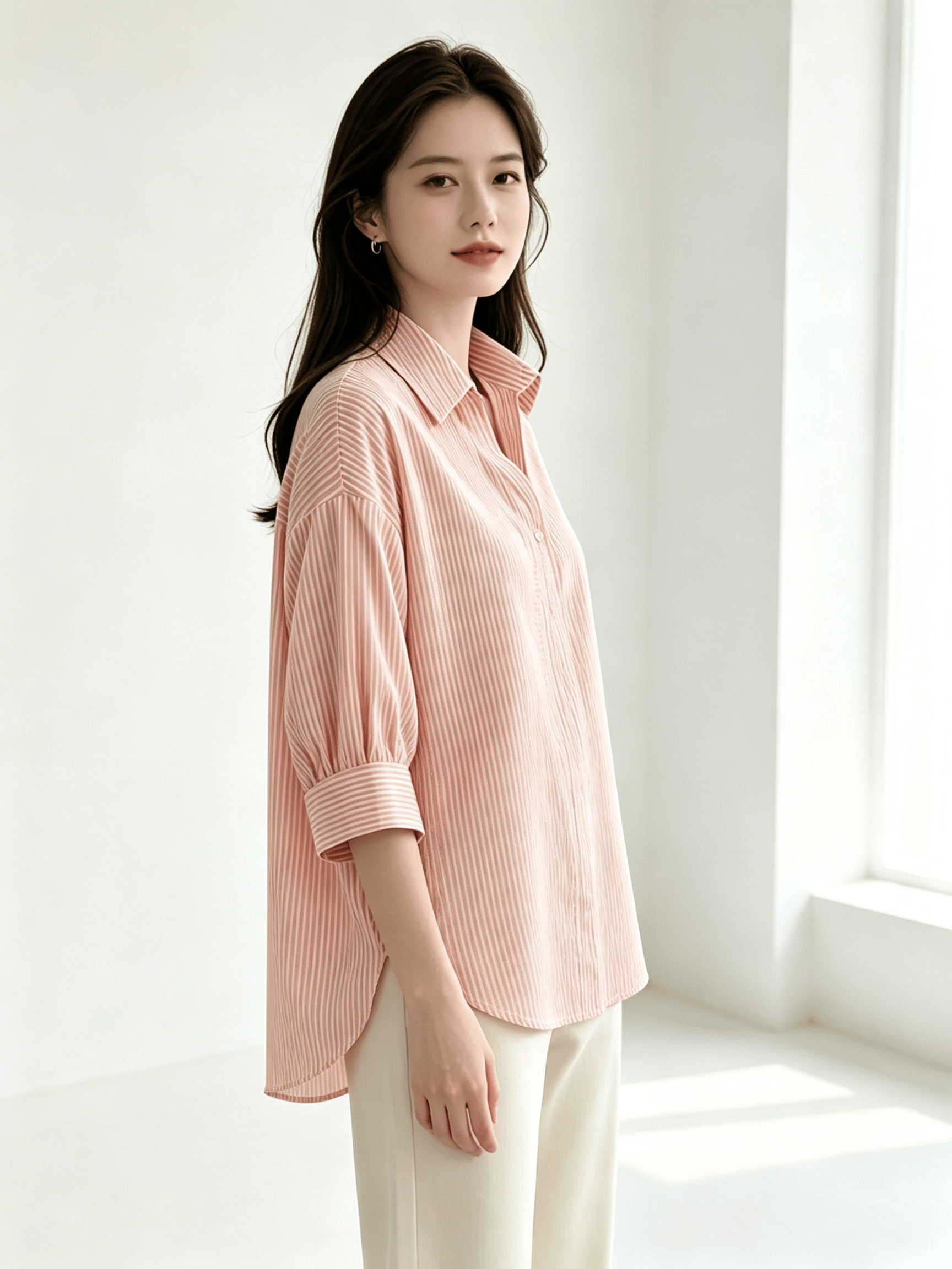 Multi Striped 3/4 Sleeves Regular Shirt