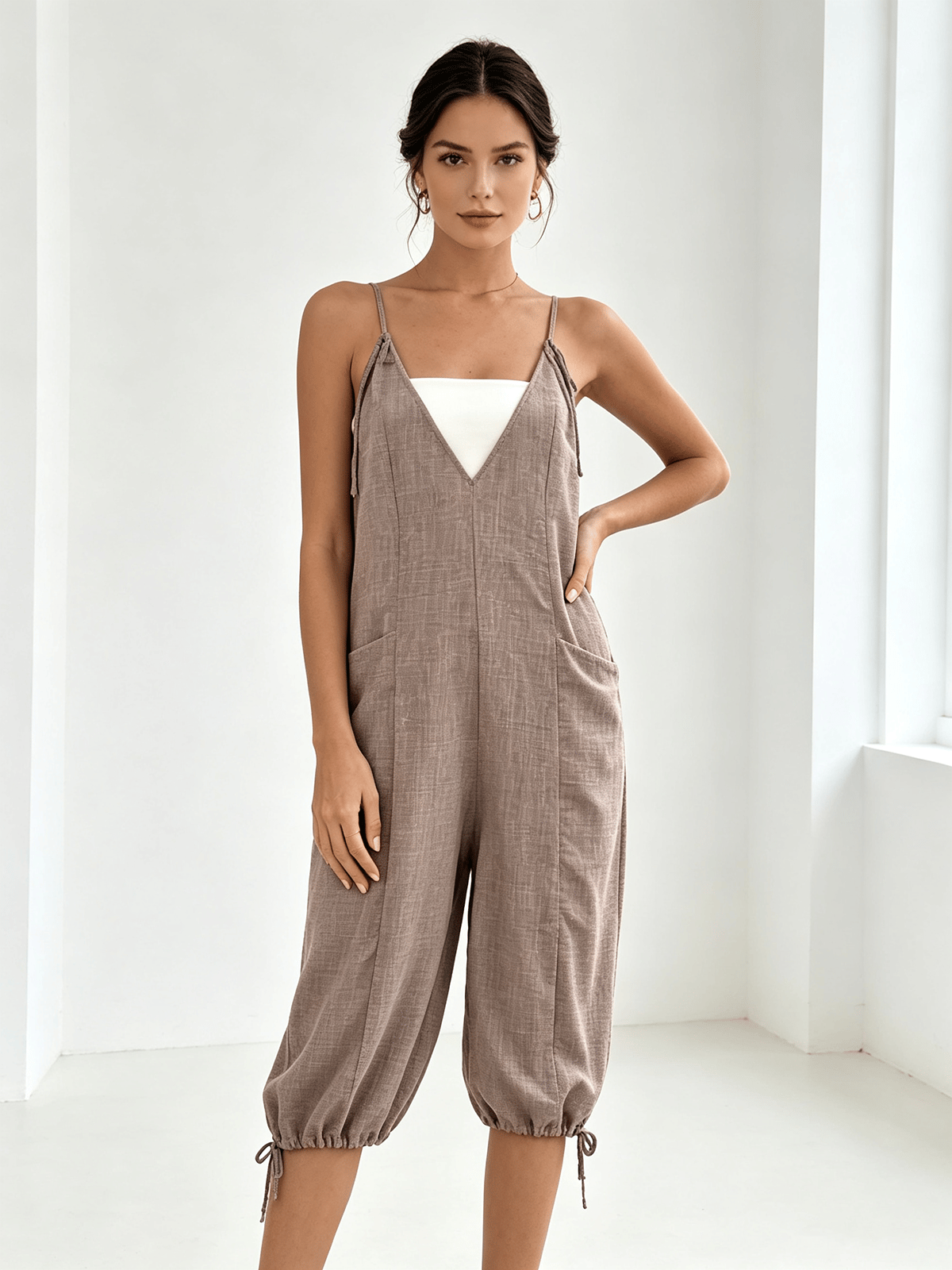 Brown Solid Jumpsuit