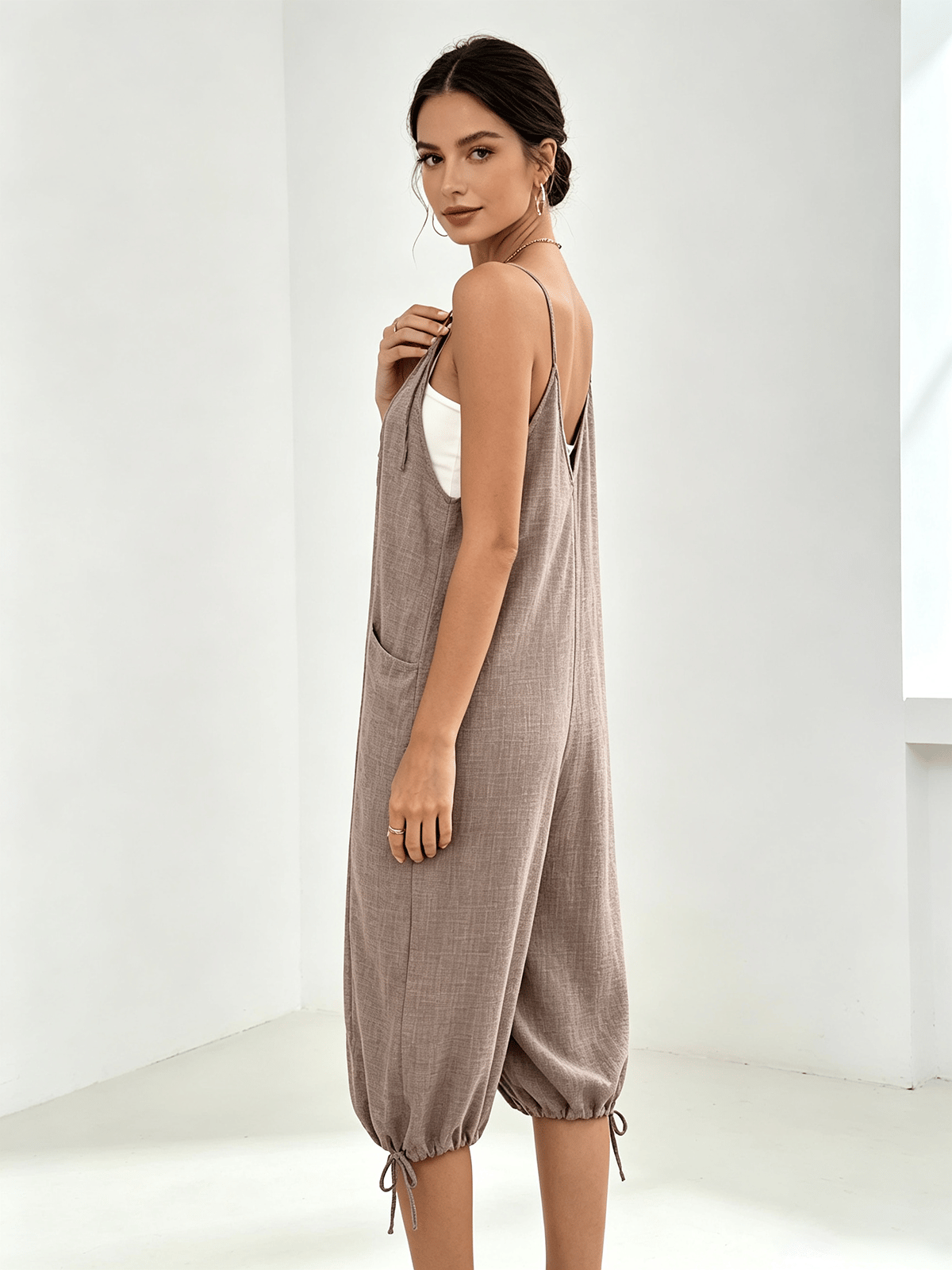 Brown Solid Jumpsuit