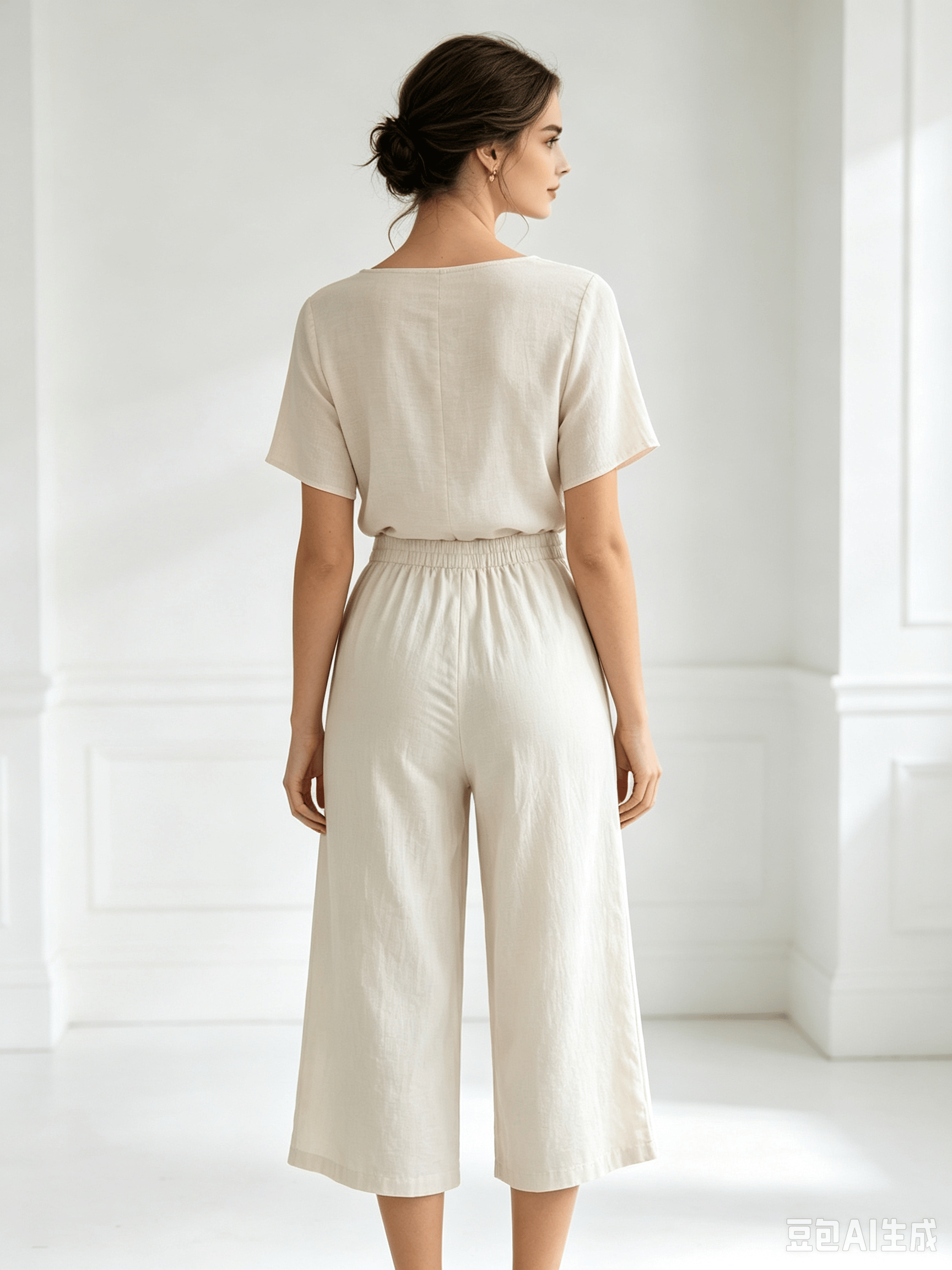 Beige Solid Relaxed Trousers
