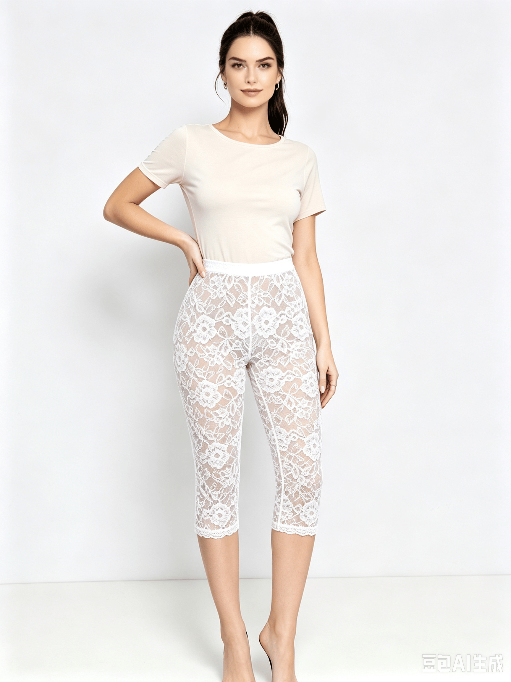 White Printed Leggings