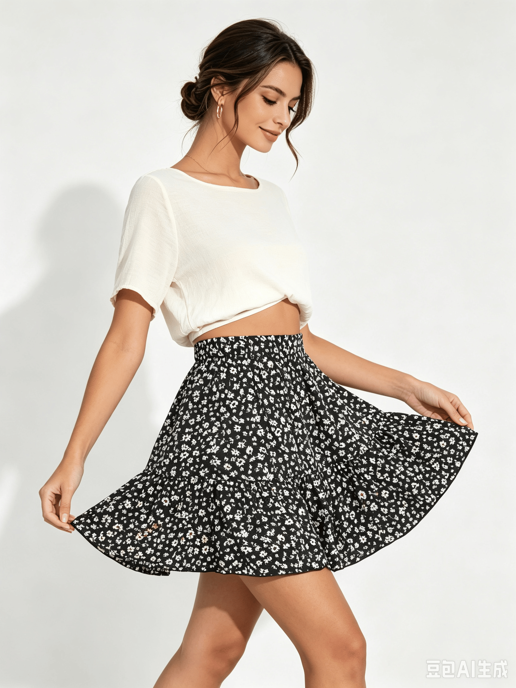 Multi Printed A-Line Midi Skirt