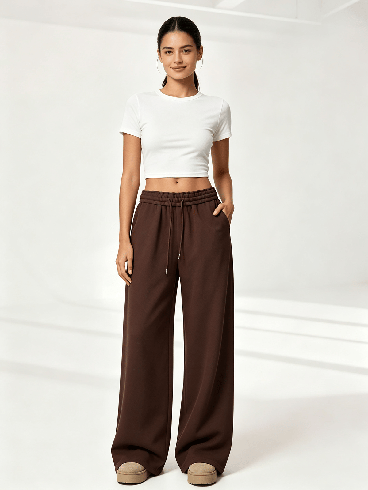 Brown Solid Relaxed Trousers