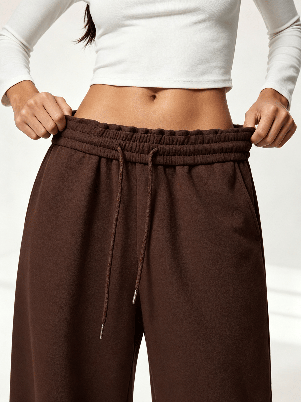 Brown Solid Relaxed Trousers