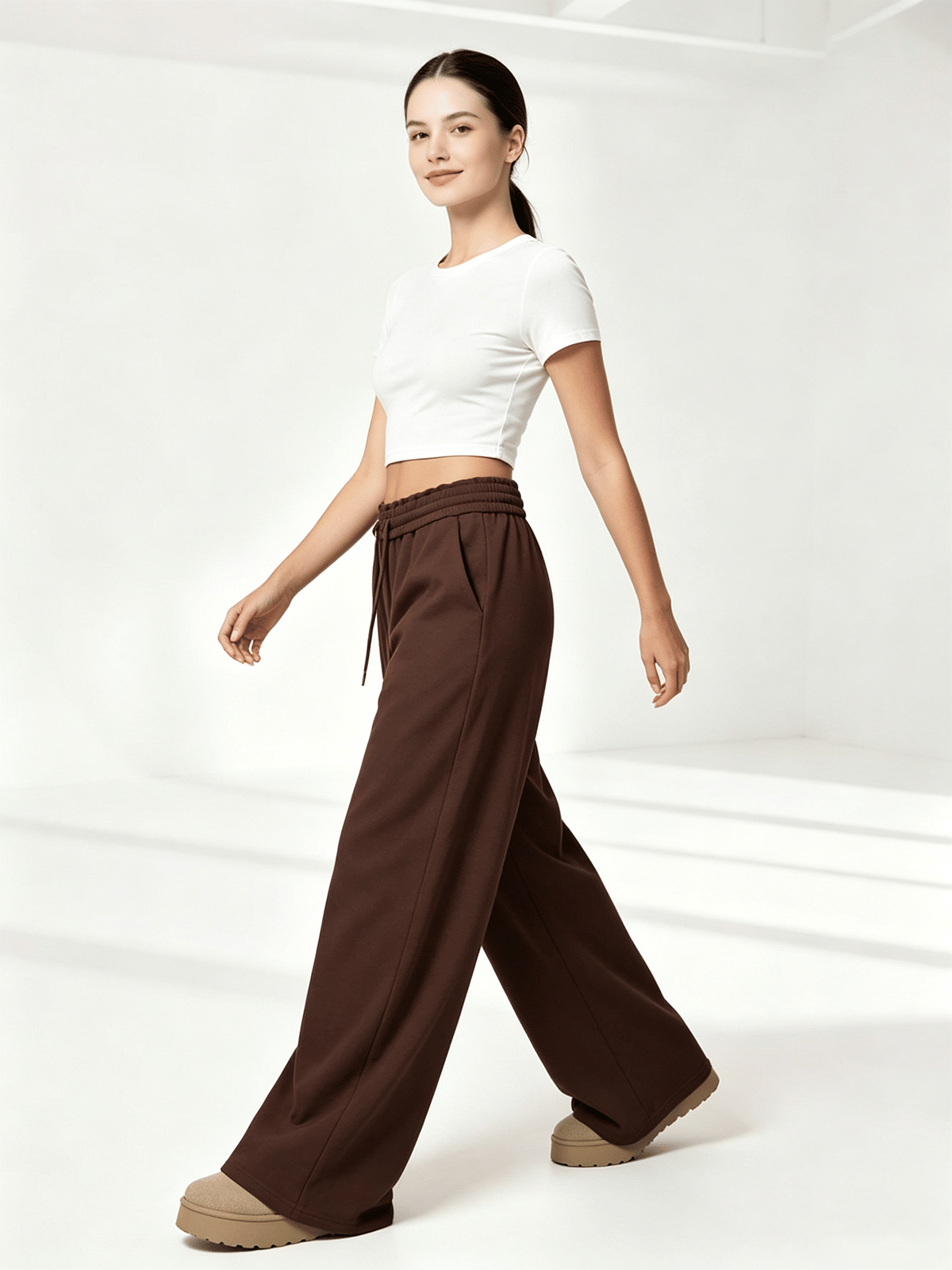 Brown Solid Relaxed Trousers
