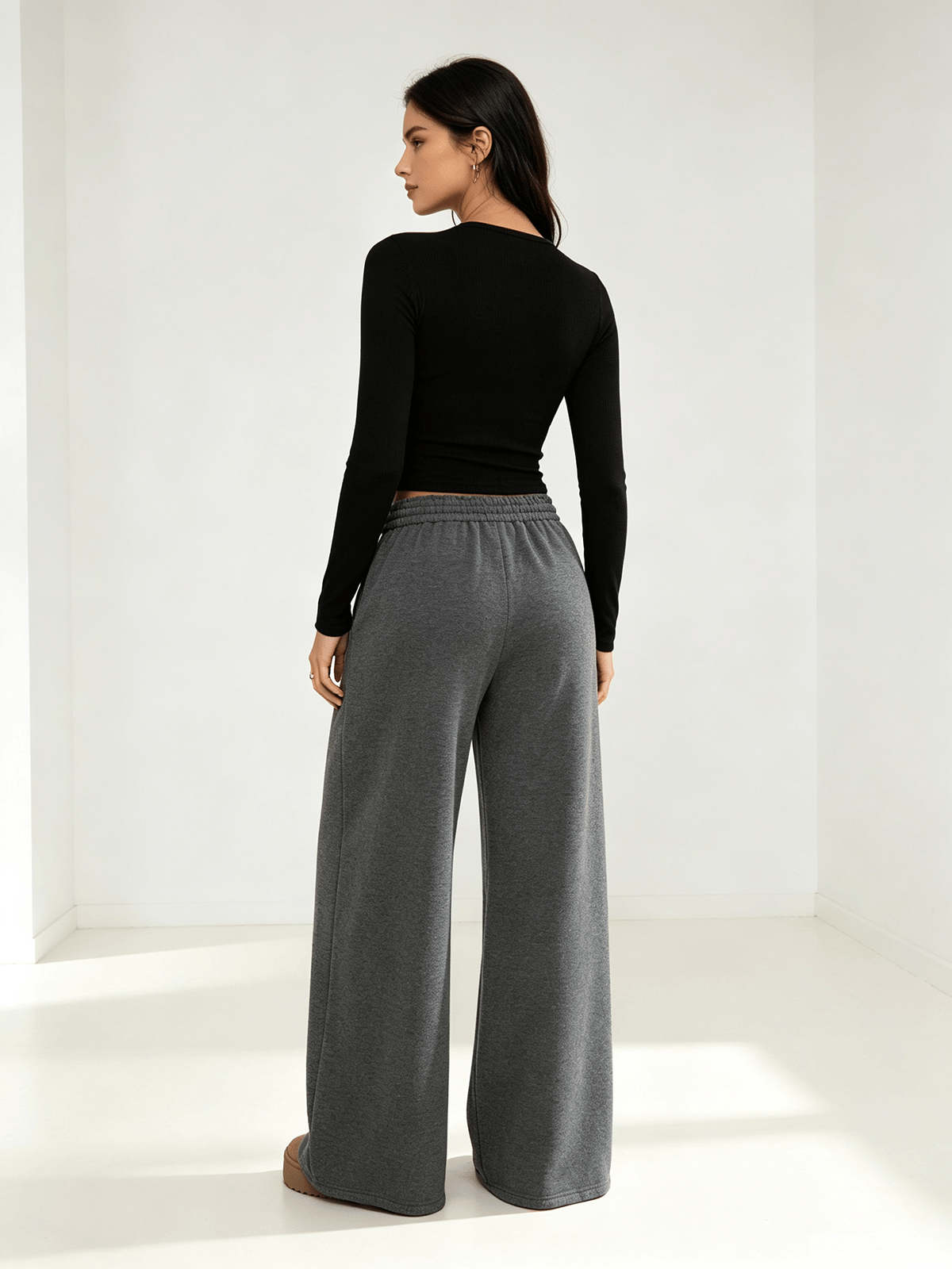 Charcoal Solid Relaxed Trousers