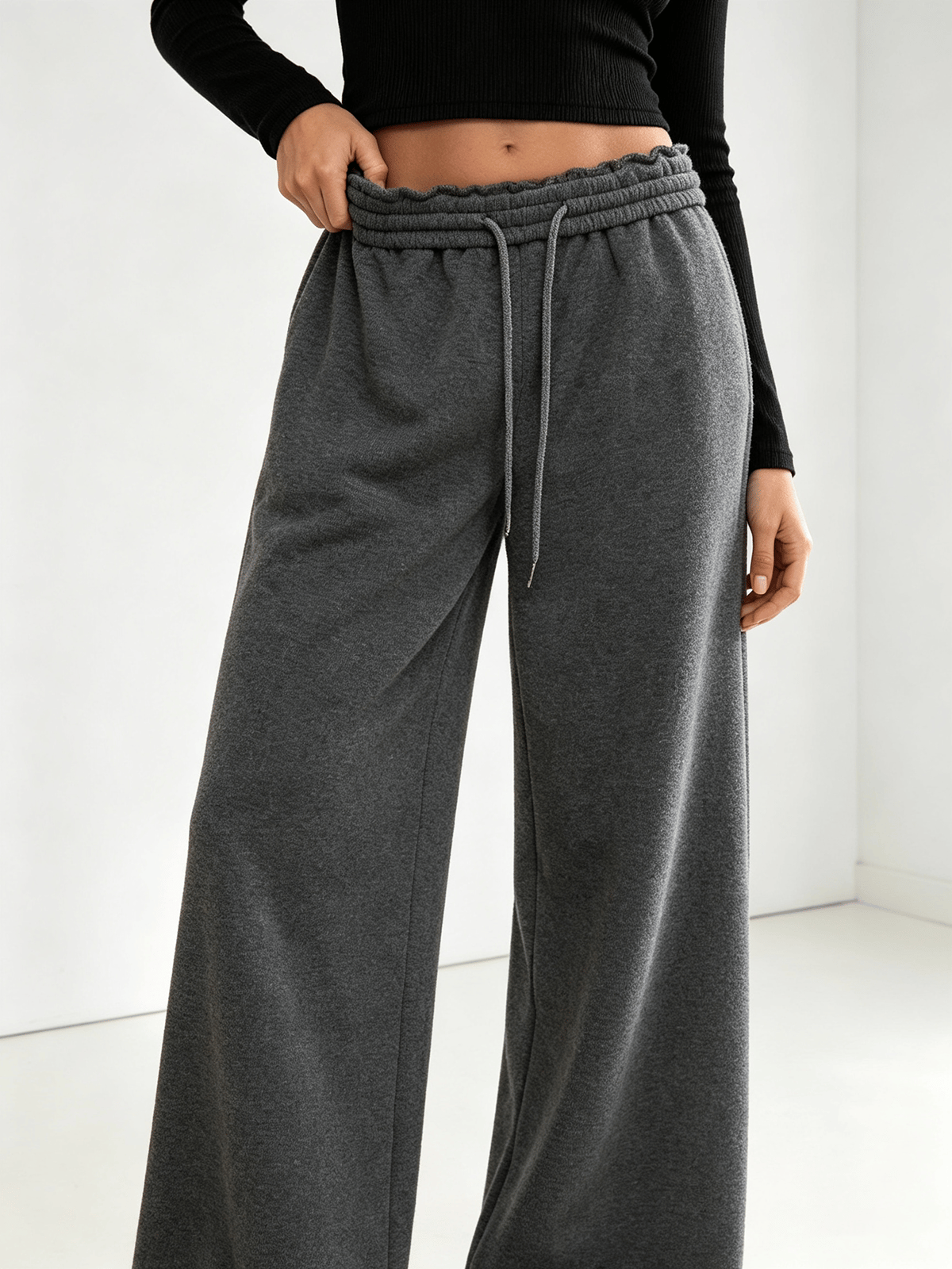 Charcoal Solid Relaxed Trousers