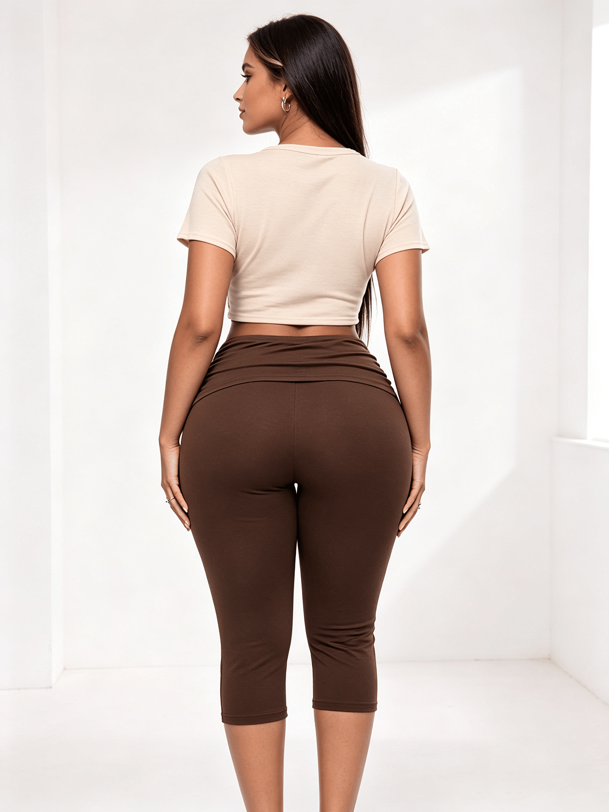 Brown Solid Slim Pants