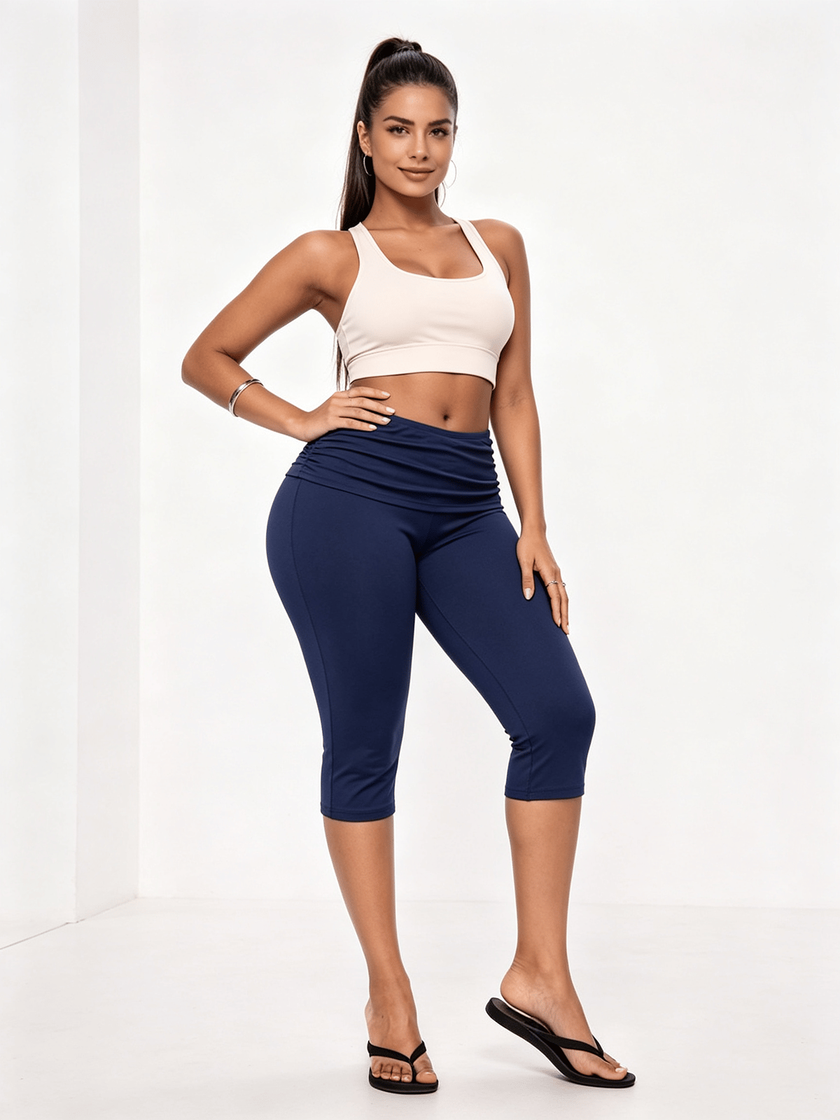 Dark Blue Solid Leggings