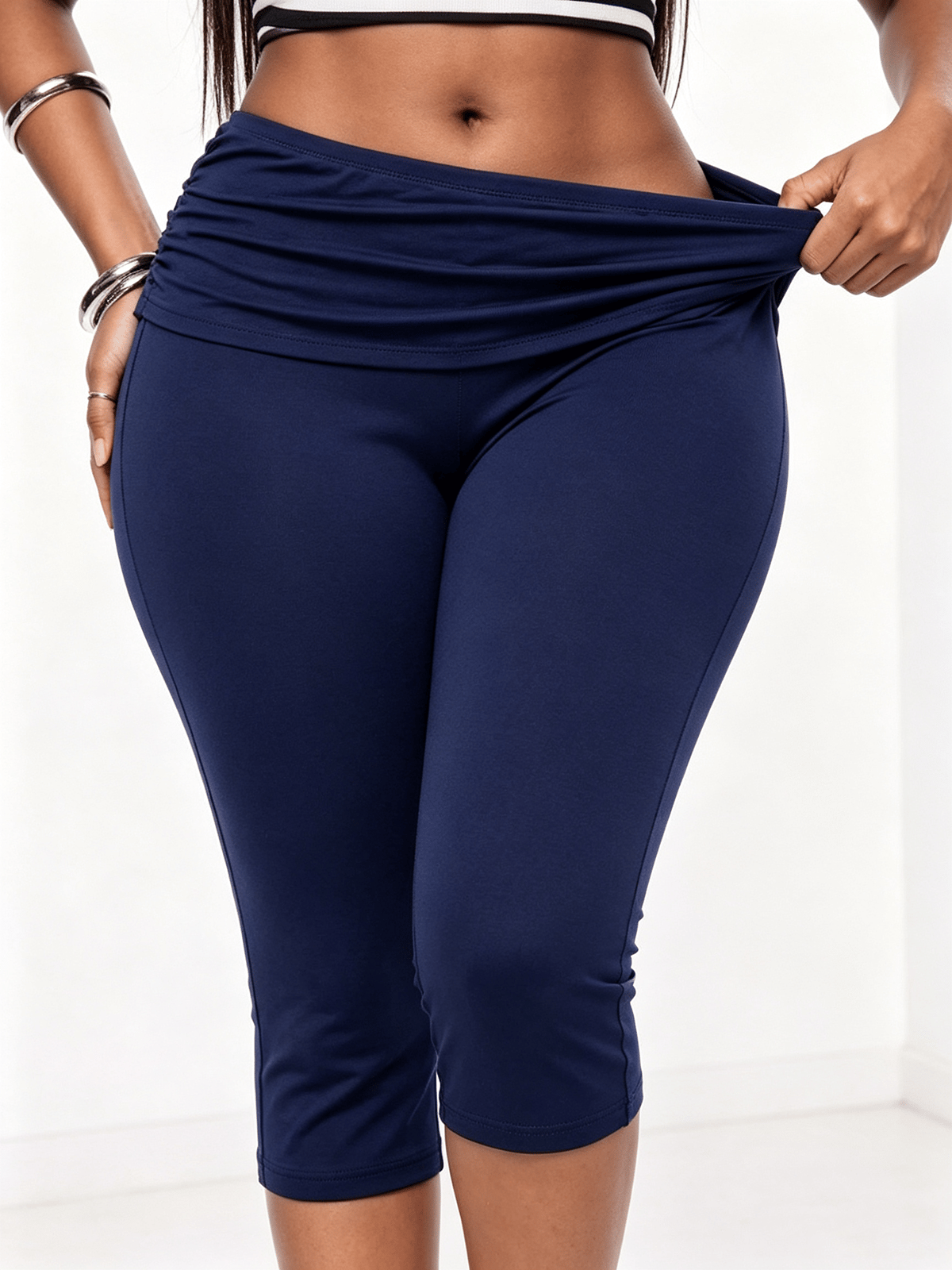 Dark Blue Solid Leggings