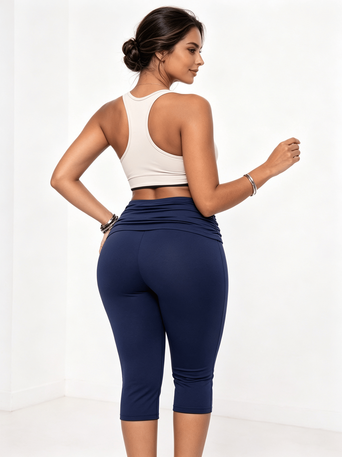 Dark Blue Solid Leggings