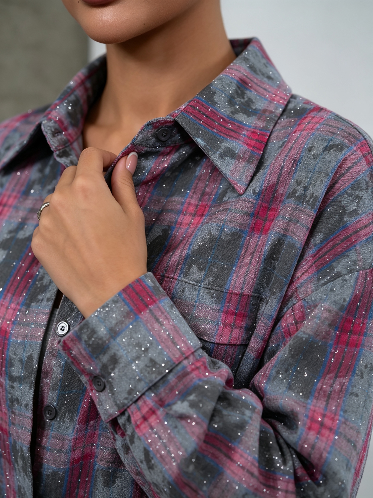 Purple Checked Long Sleeves Regular Shirt
