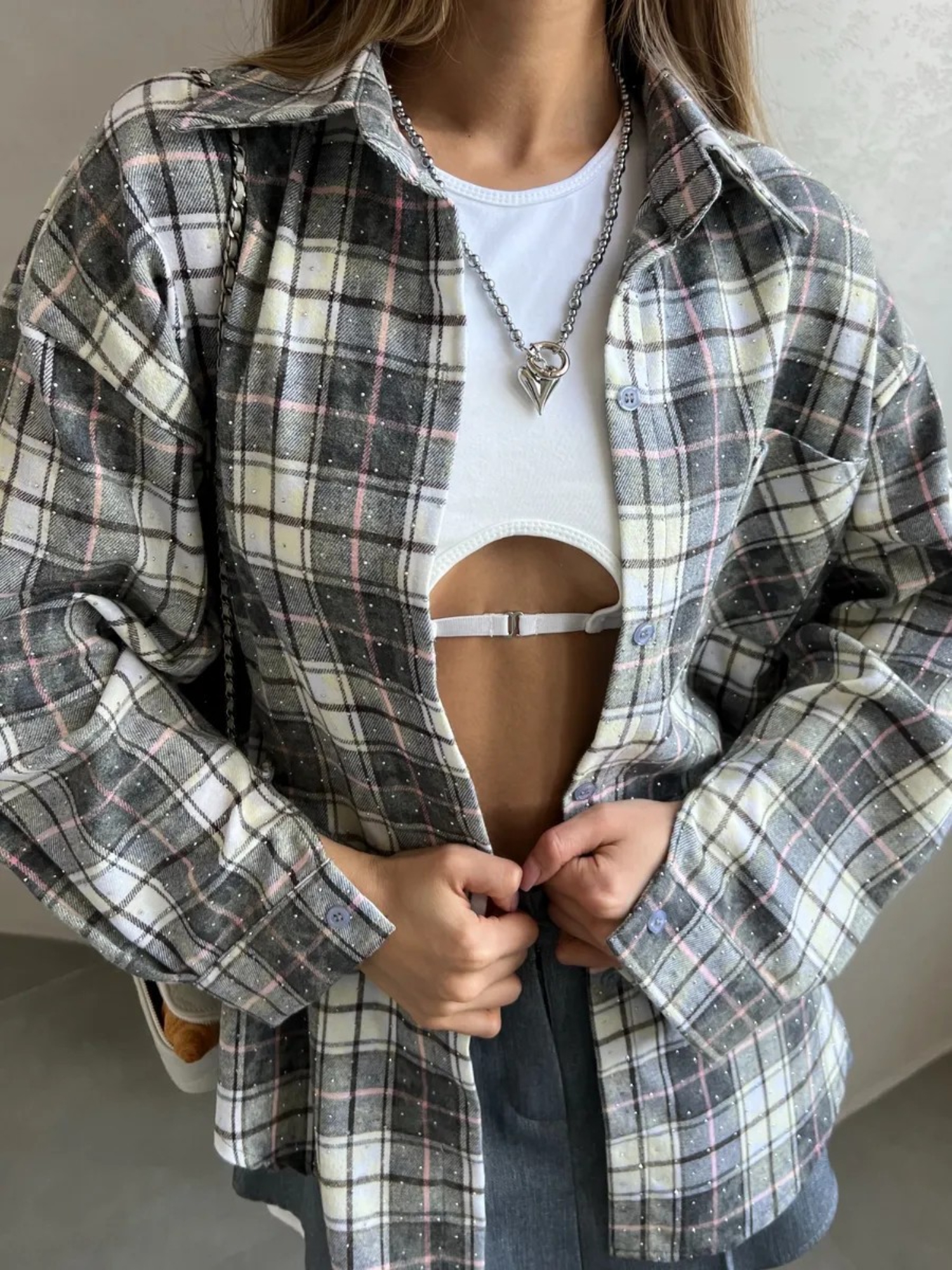 Grey Checked Long Sleeves Regular Shirt