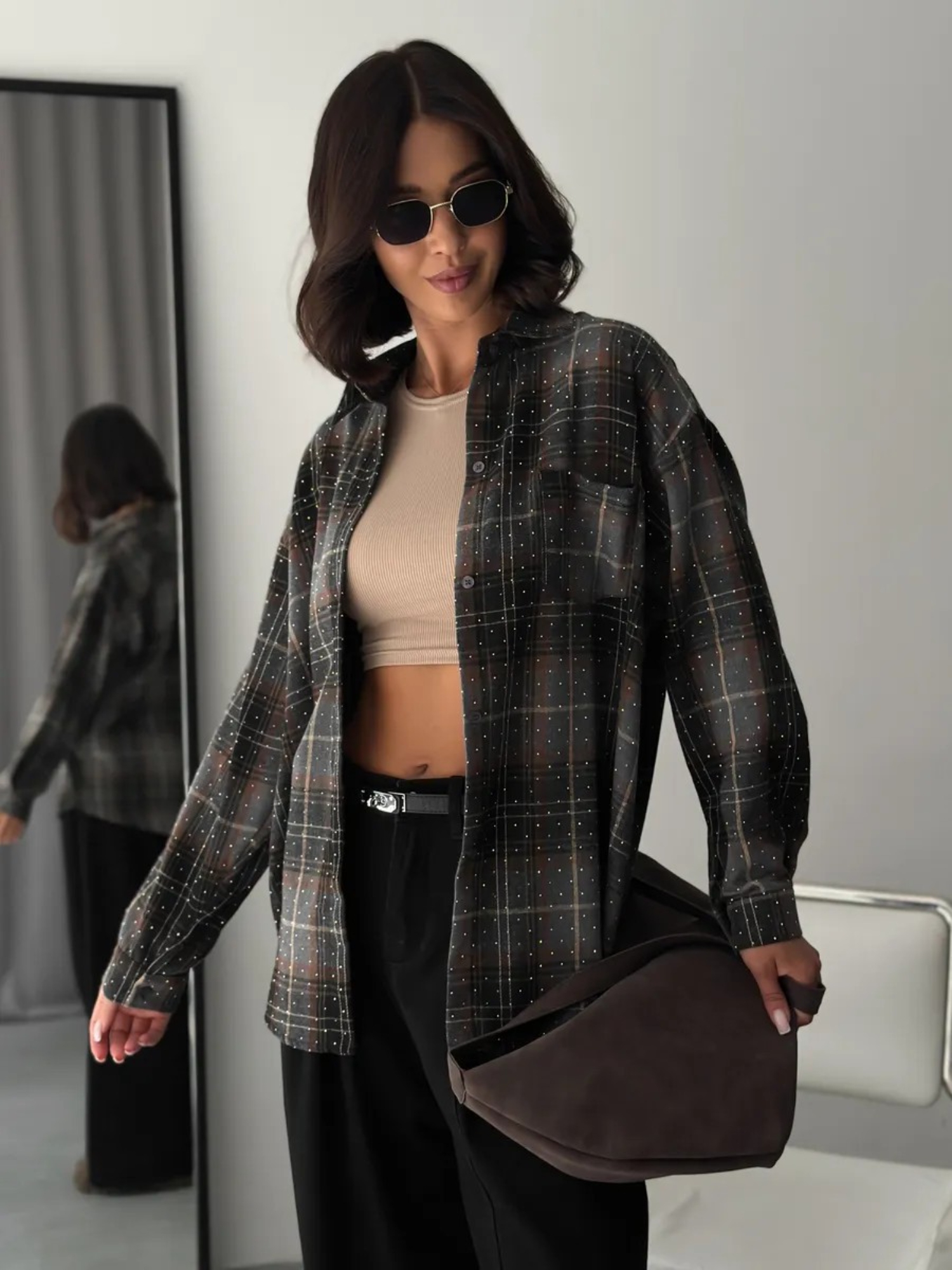 Black Checked Long Sleeves Regular Shirt