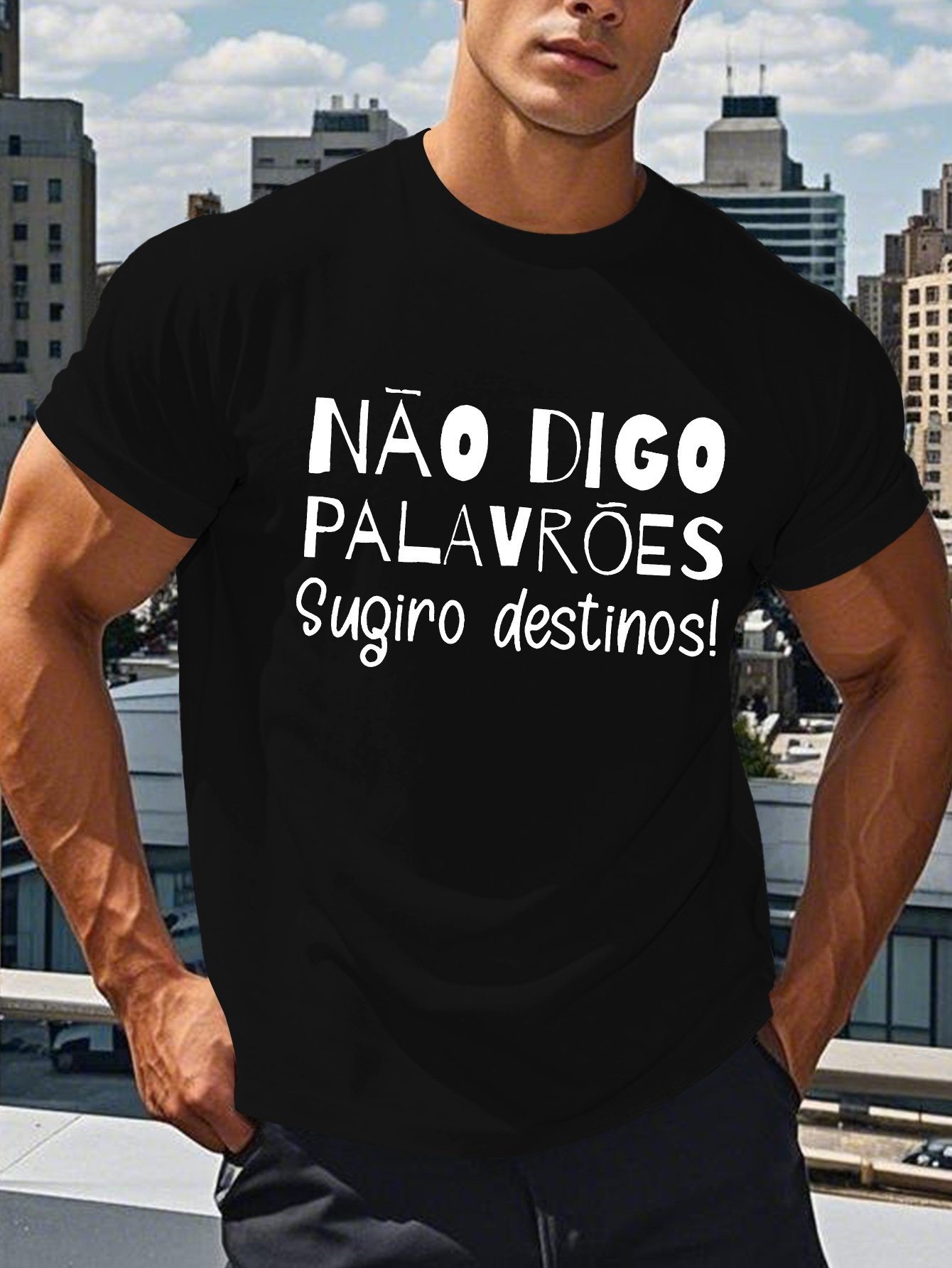 Black Printed Round Neck Regular T-Shirt