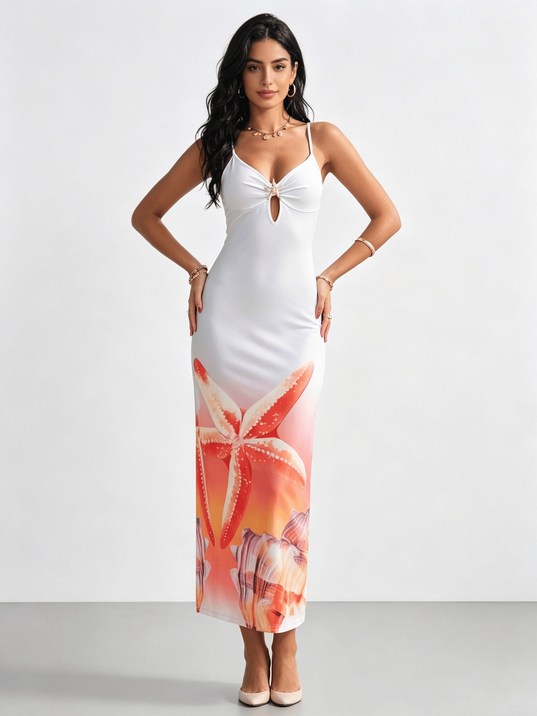 Multi-Color Abstract Print Sleeveless Sheath Maxi Dress