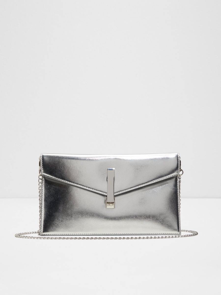 Metallic Clutch with Chain Strap