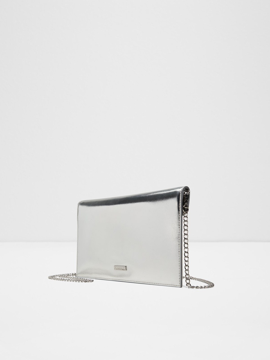 Metallic Clutch with Chain Strap