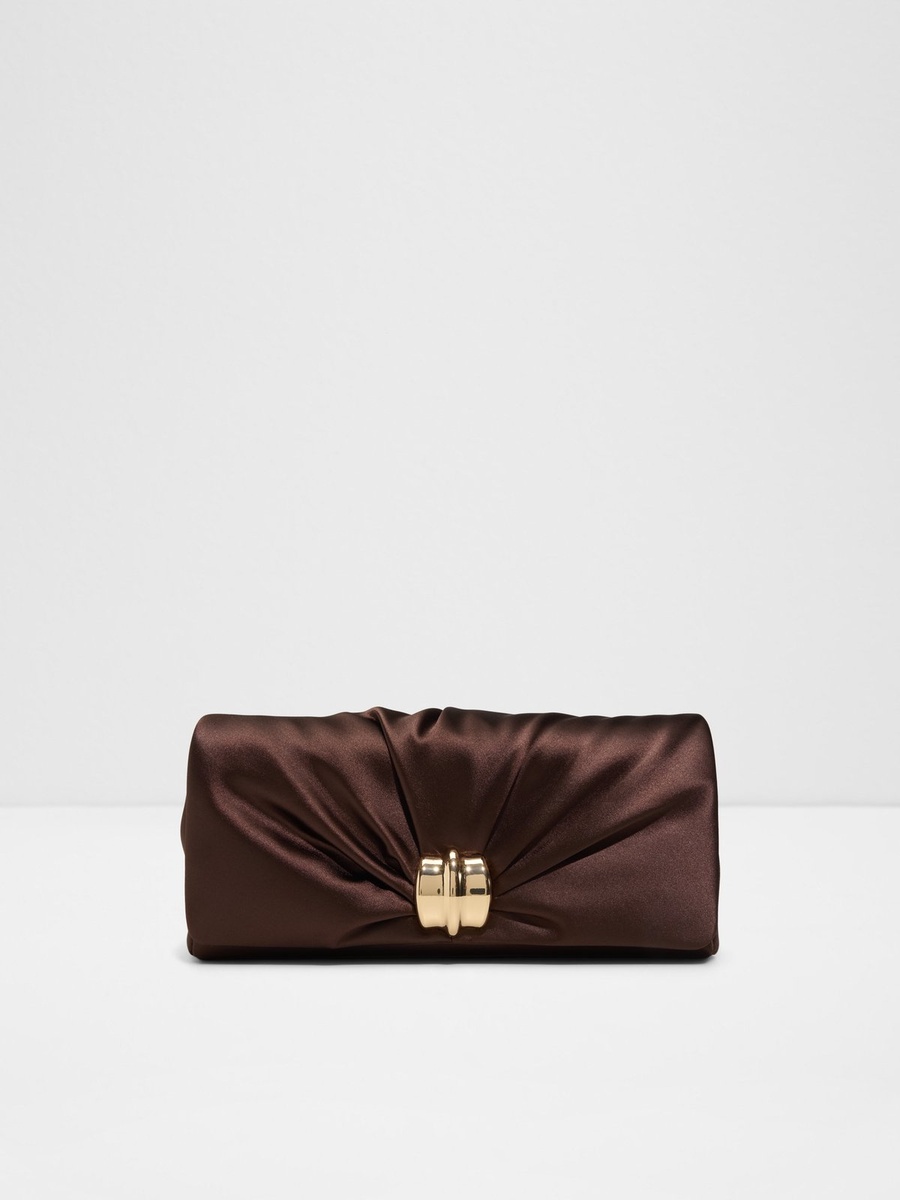 Draped Clutch with Metal Trim