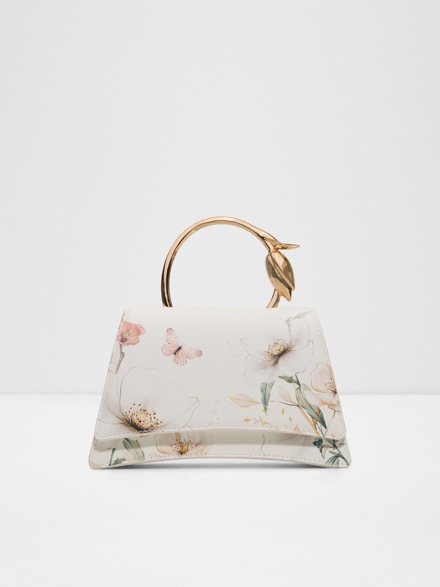 Floral Top Handle Bag with Flower Detail