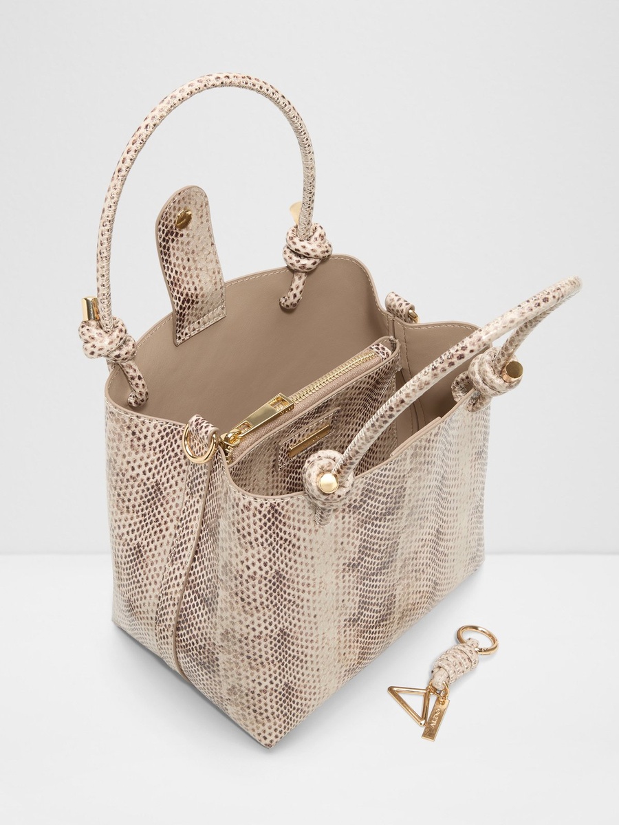 Snakeskin Print Top Handle Bag