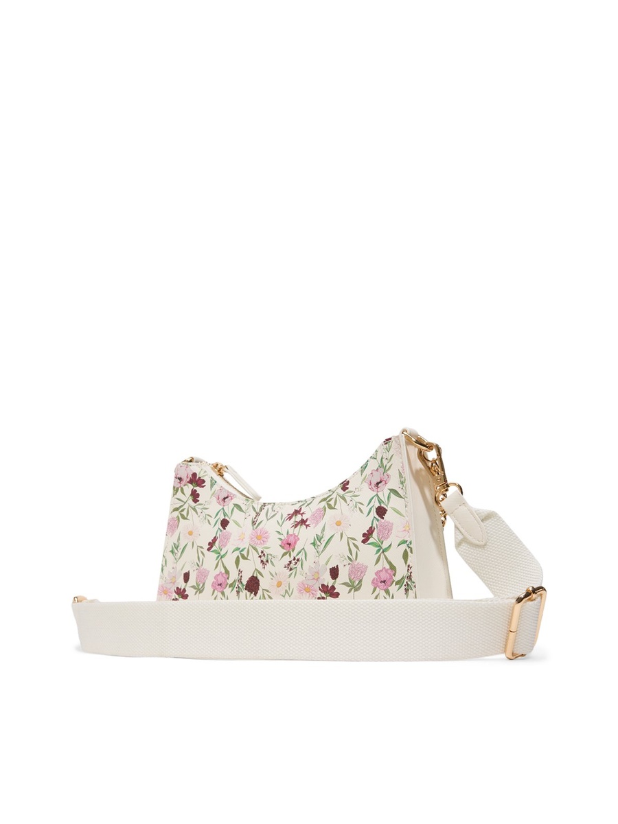 Floral Crossbody Bag with Chain and Pouch