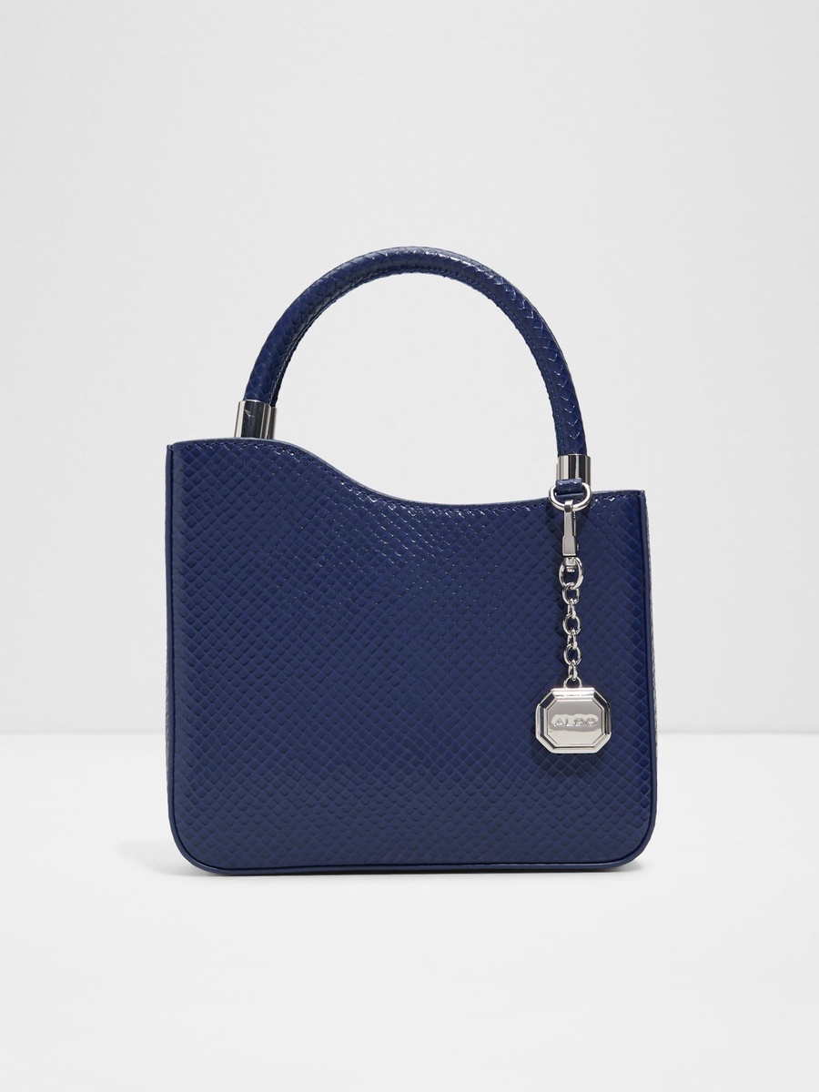 Textured Handbag with Metal Charm