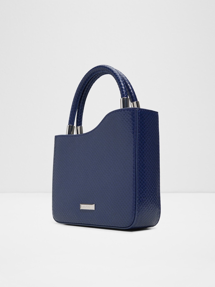 Textured Handbag with Metal Charm