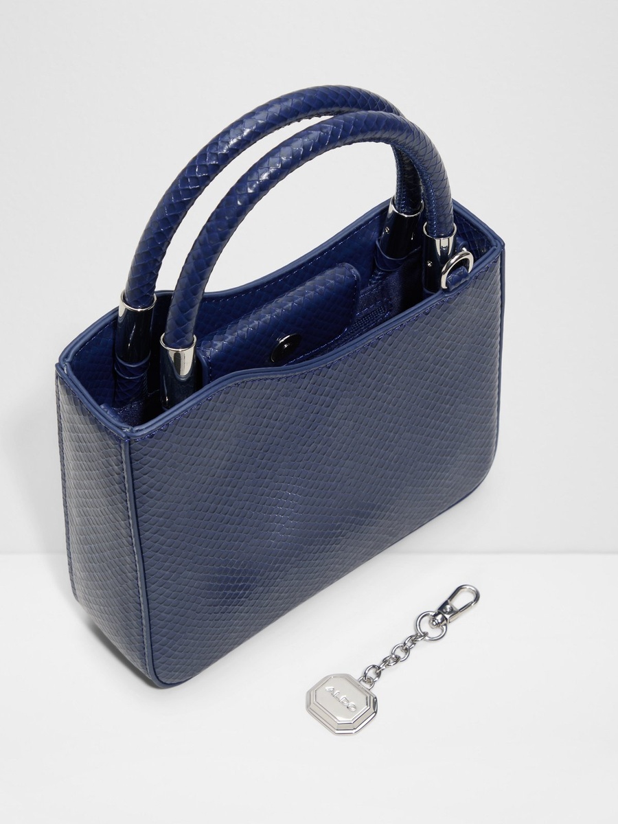 Textured Handbag with Metal Charm