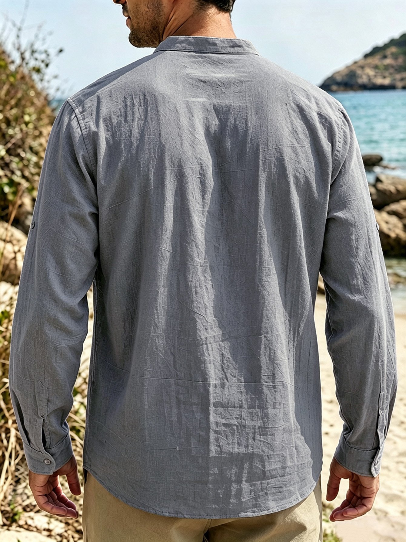 Grey Texture Long Sleeves Regular Shirt