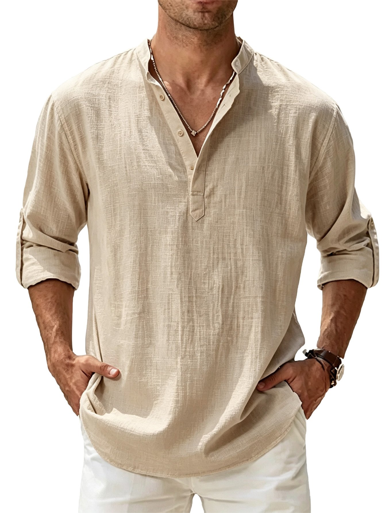 Beige Solid Relaxed Shirt