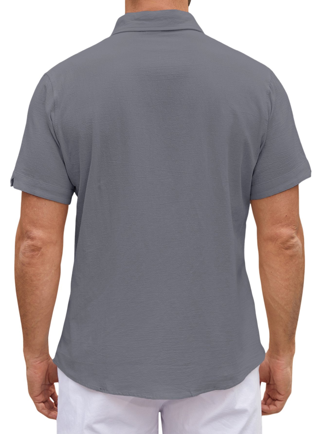 Grey Solid Short Sleeves Regular Shirt