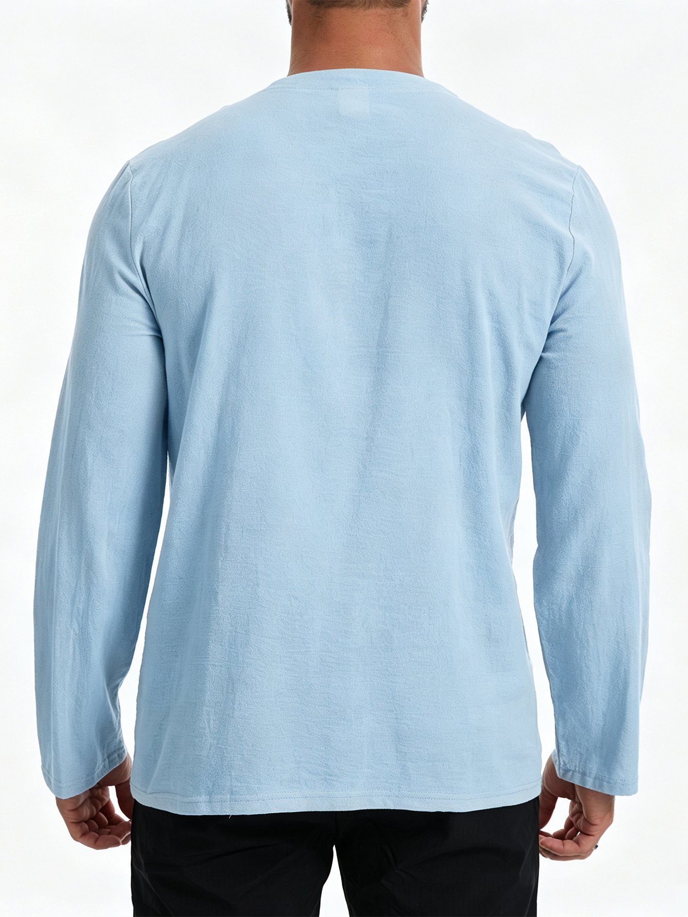 Blue Solid V Neck Regular T-Shirt