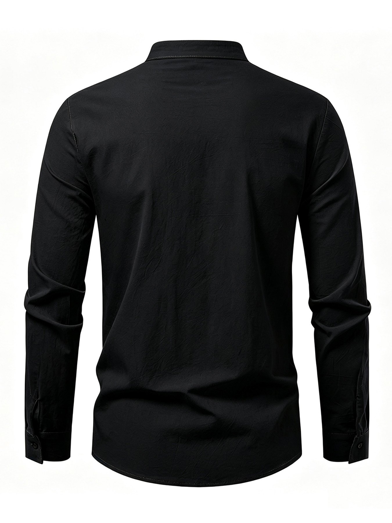 Black Solid Long Sleeves Regular Shirt