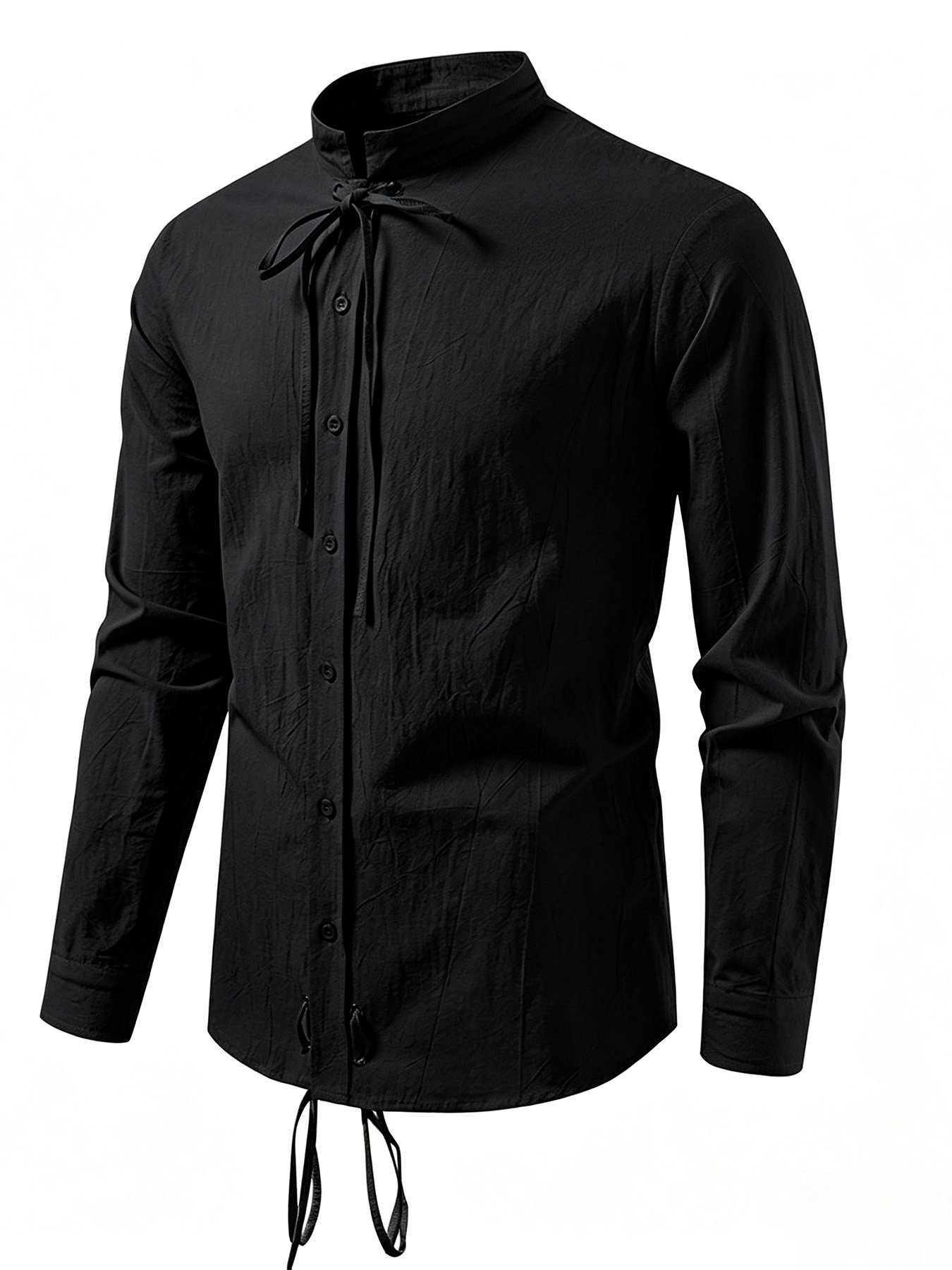 Black Solid Long Sleeves Regular Shirt