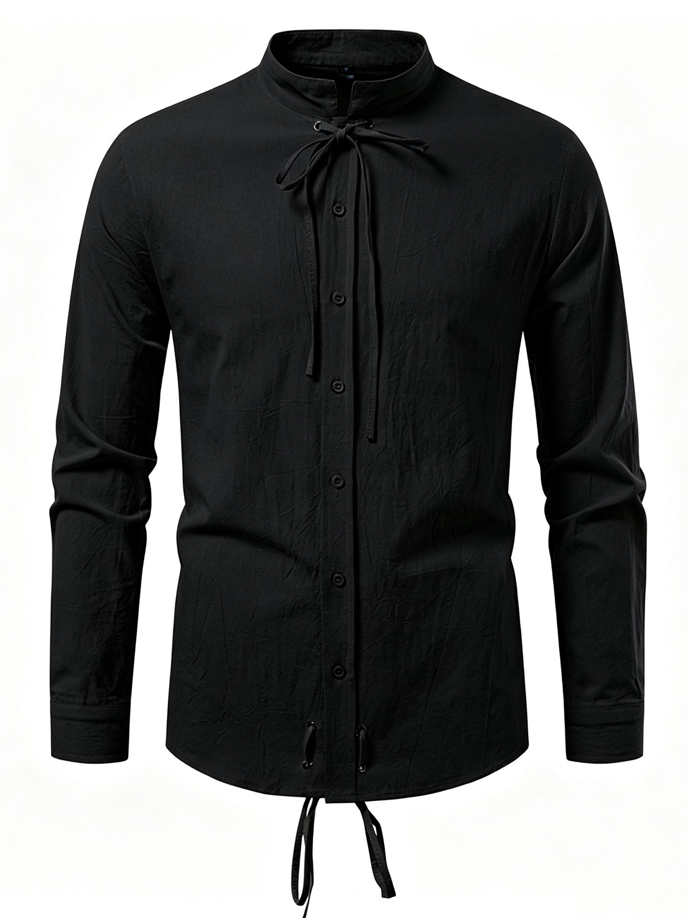 Black Solid Long Sleeves Regular Shirt
