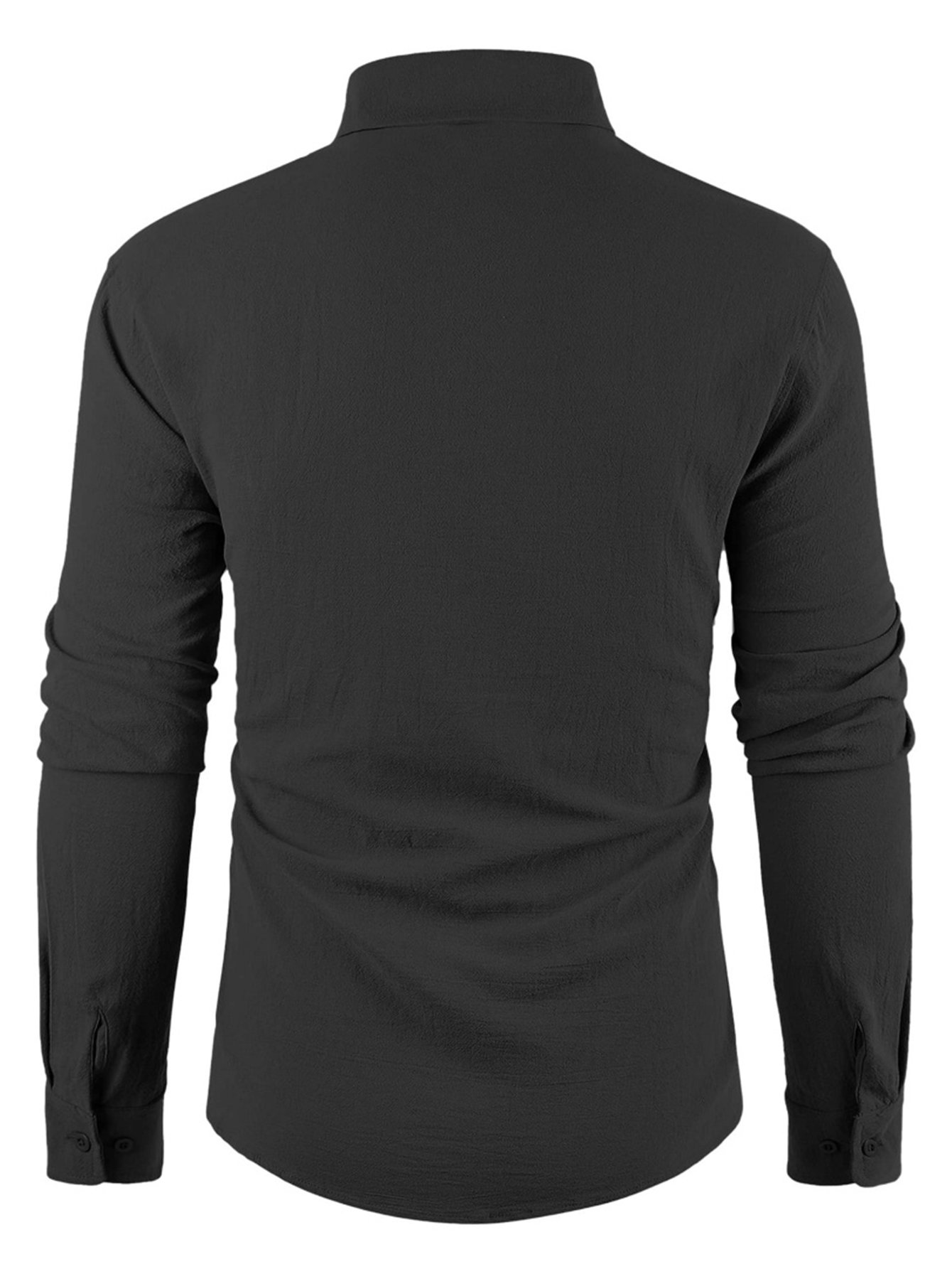 Black Solid Long Sleeves Regular Shirt