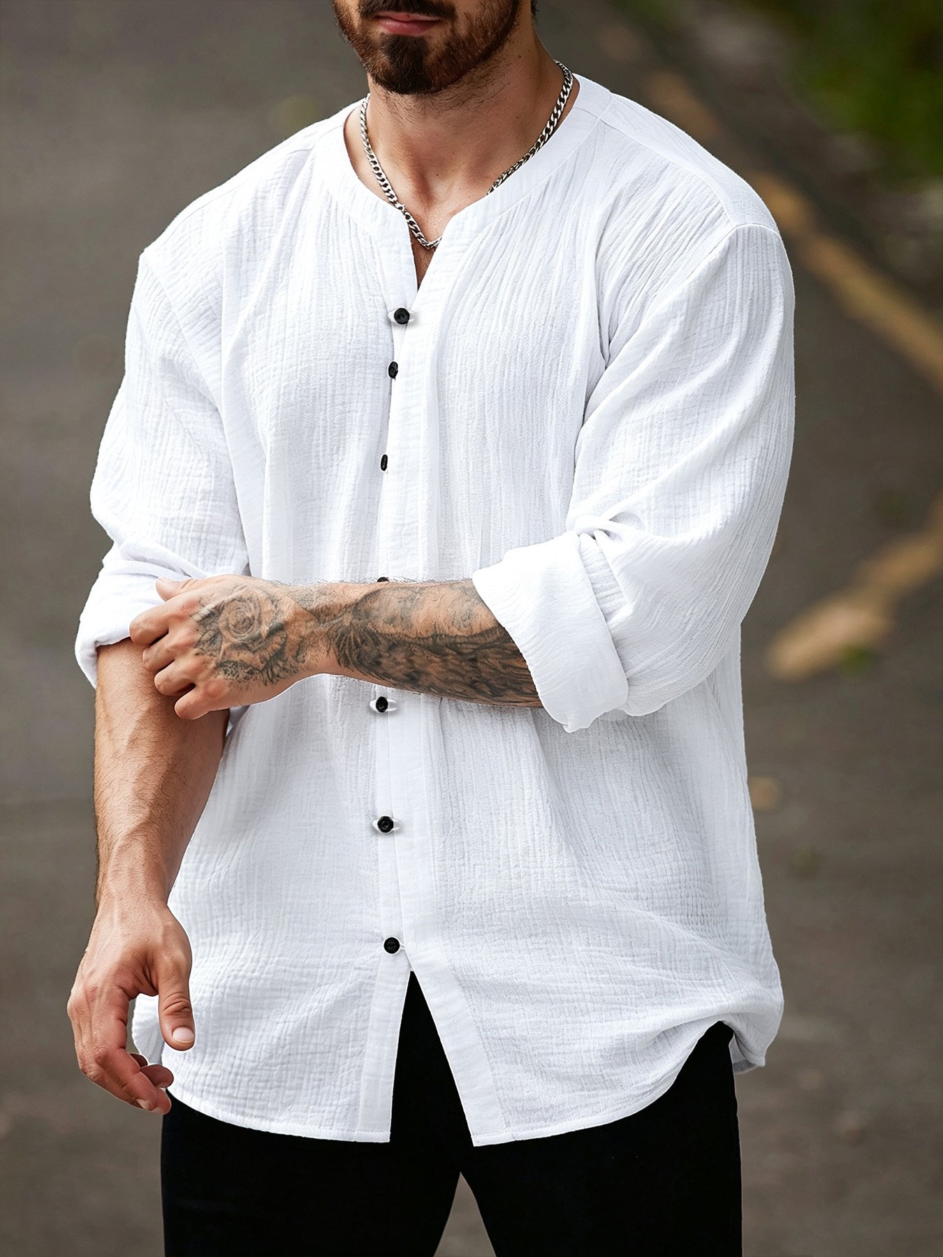 White Solid Regular Shirt