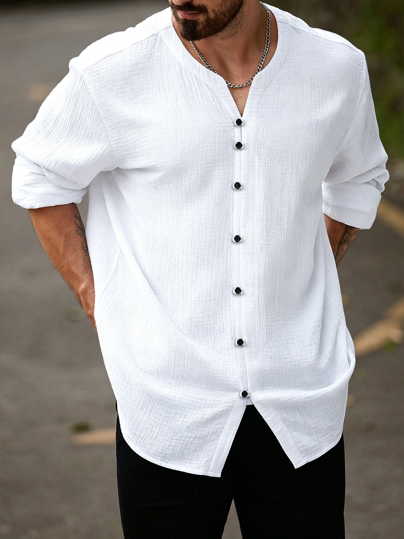 White Solid Regular Shirt
