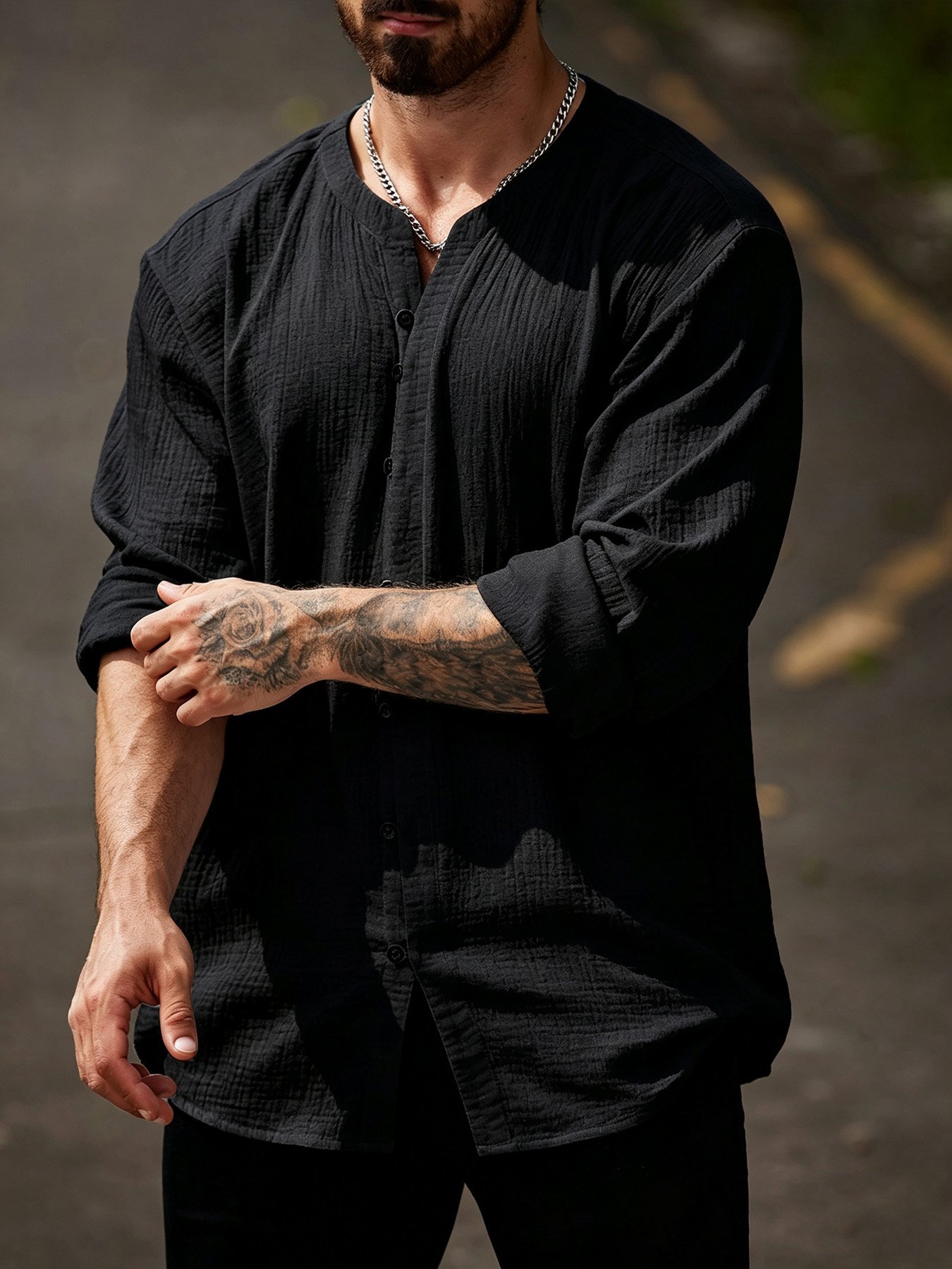 Black Solid Regular Shirt