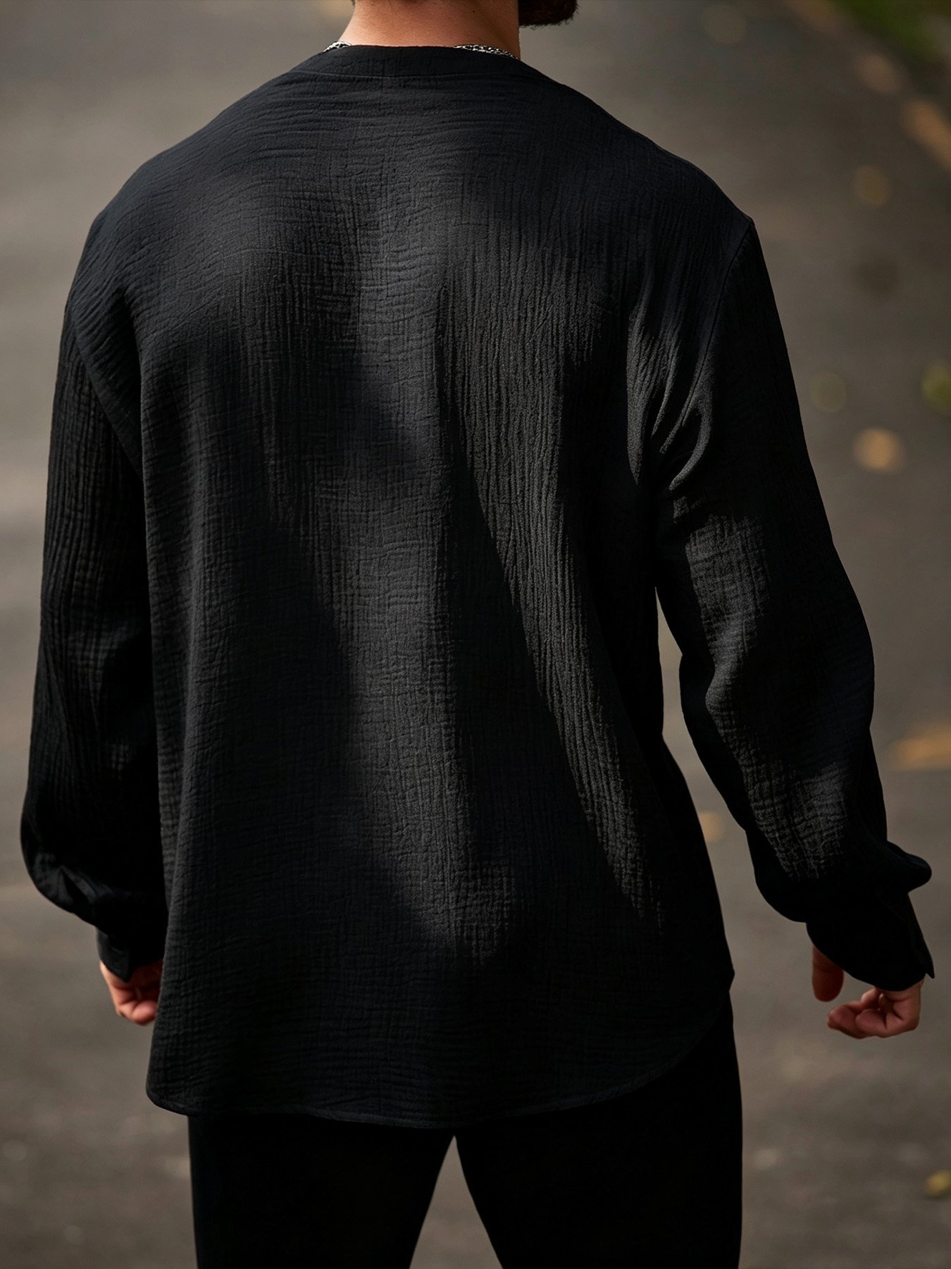 Black Solid Regular Shirt