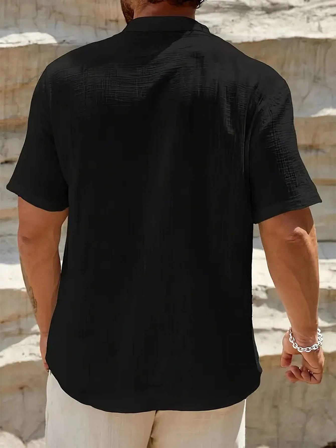 Black Solid Regular Shirt
