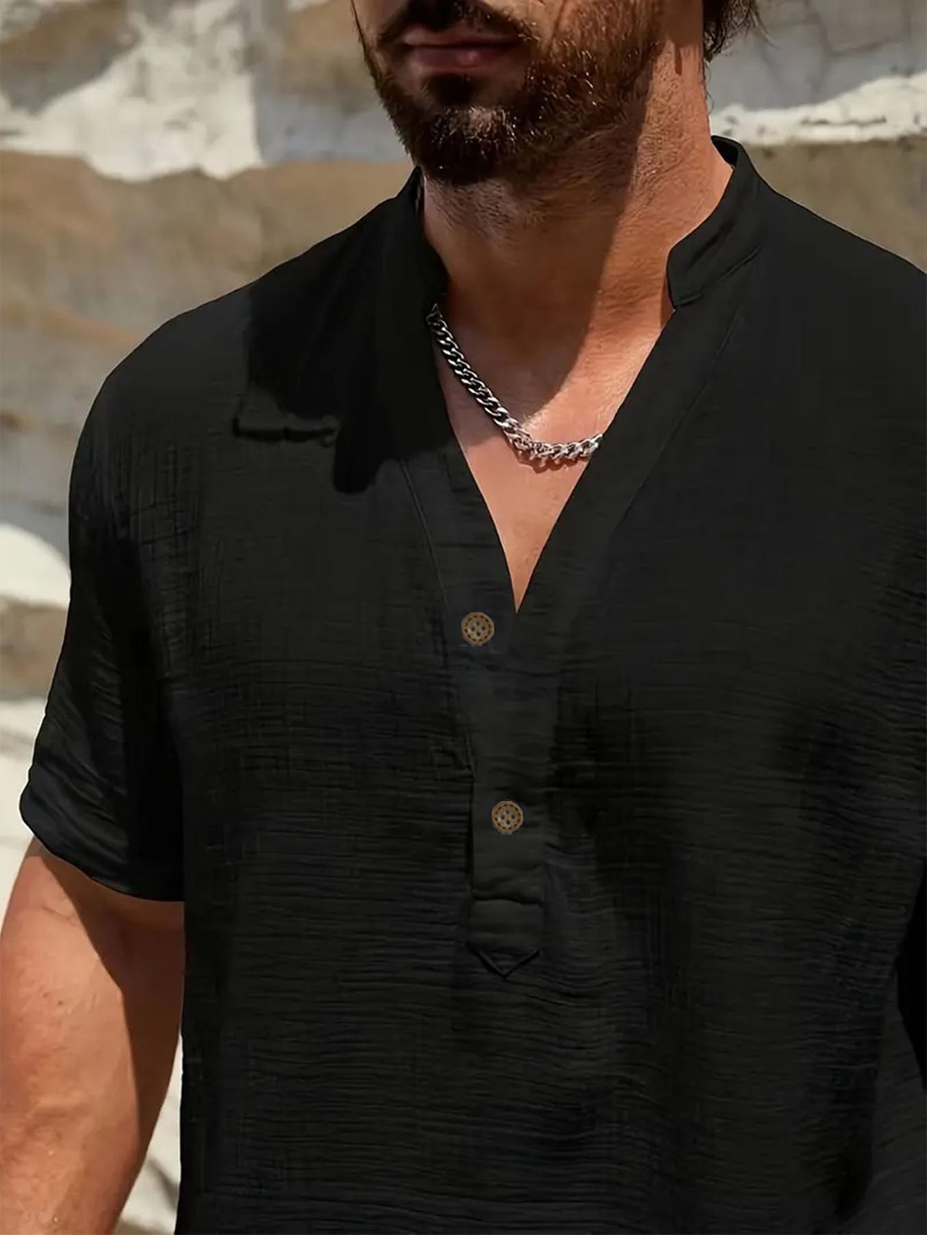 Black Solid Regular Shirt