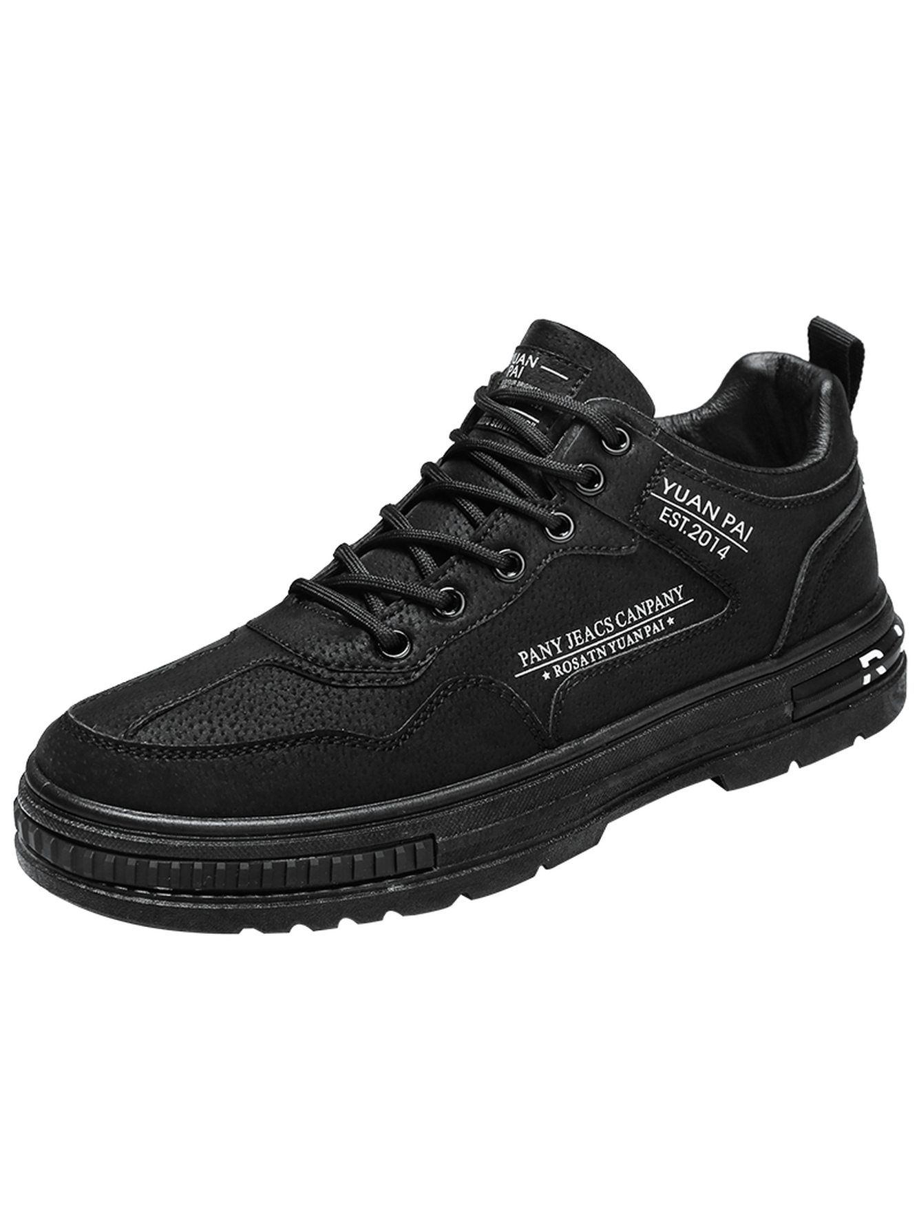 Black Plain Lace Ups Sneakers